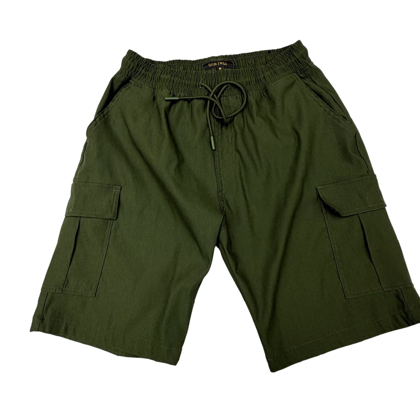 Vintage TECH TWILL Cargo Shorts Mens Medium Green Elastic Drawstring Pockets Casual Size US 31 - 2 Thumbnail