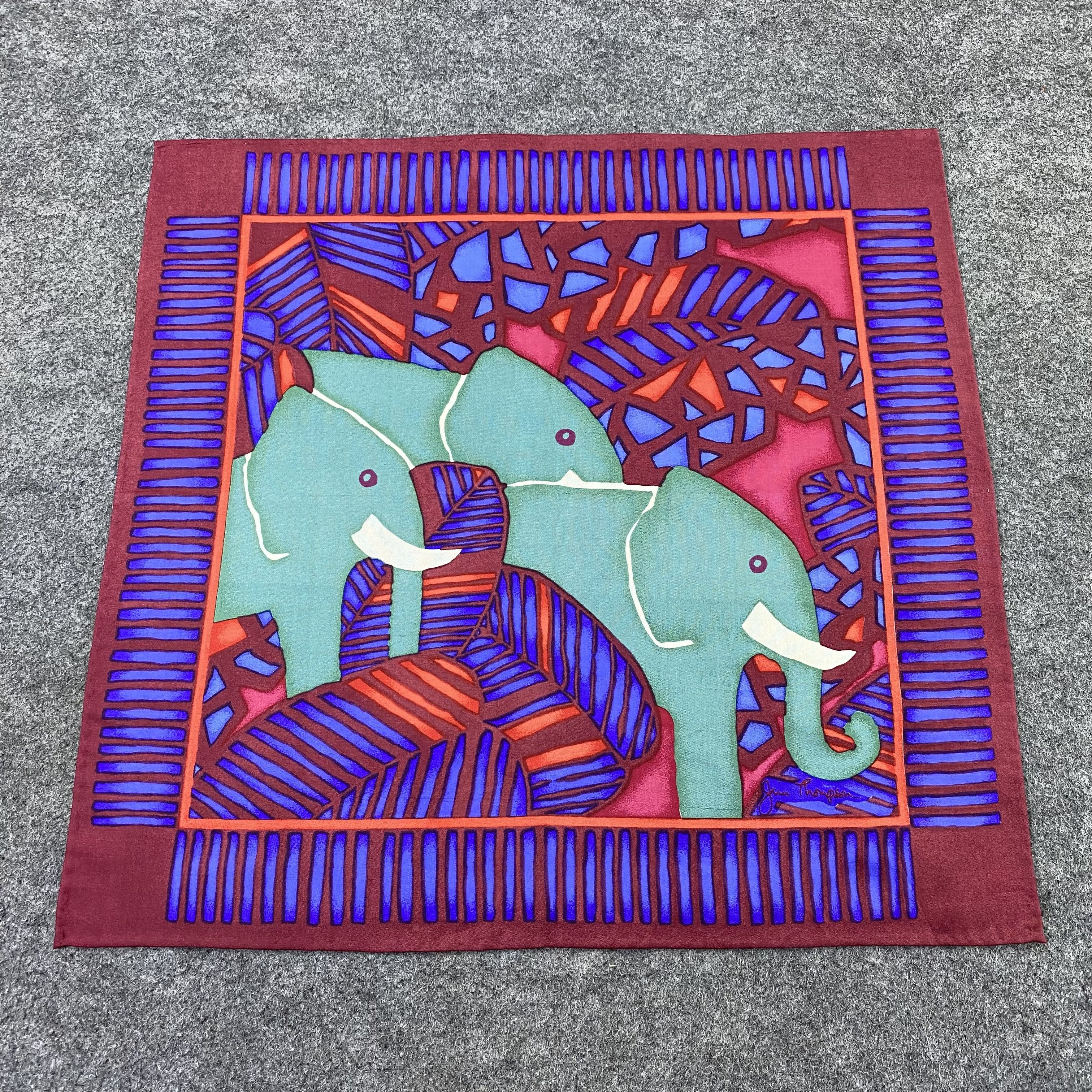 Jim Thompson Jim Thompson Elephant Silk Handkerchief Neckerchief -B1463 Size ONE SIZE - 3 Thumbnail