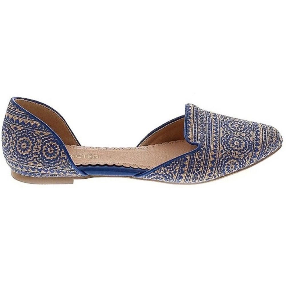 Restricted Restricted l Blue/Beige Embroidered Flats Size 7.5 Size US 7.5 / IT 37.5 - 1 Thumbnail