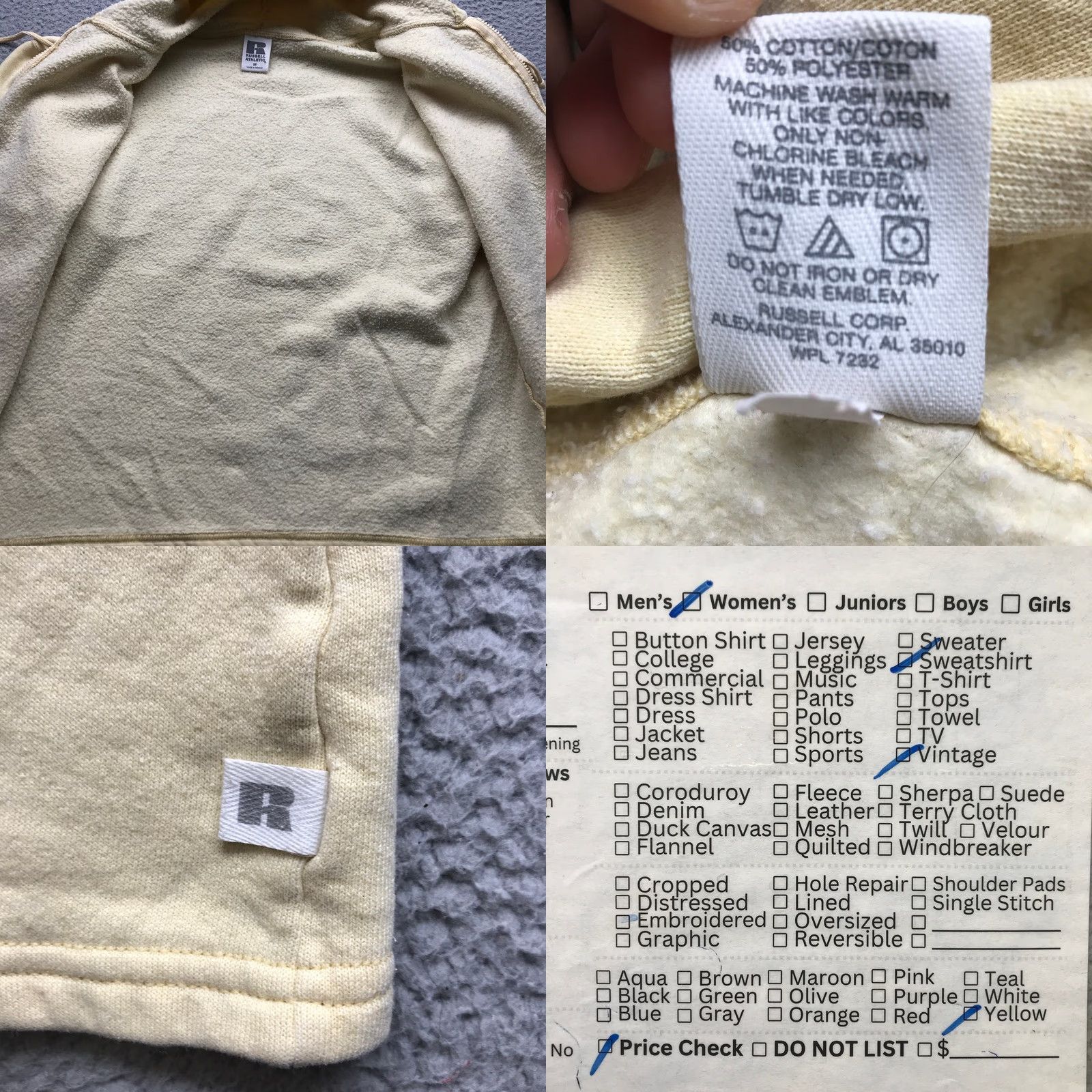 Russell Athletic VINTAGE Russell Athletic Hoodie Jacket Womens M Yellow 90s Solid Zip Jacket Womens Activewear Size M / US 6-8 / IT 42-44 - 8 Thumbnail