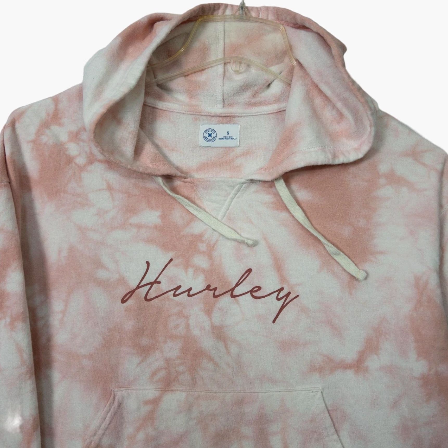 Hurley Hurley Hoodie Pullover Sweatshirt Pink Tie Dye Cropped Front Pocket Womens Small S Size S / US 4 / IT 40 - 3 Thumbnail