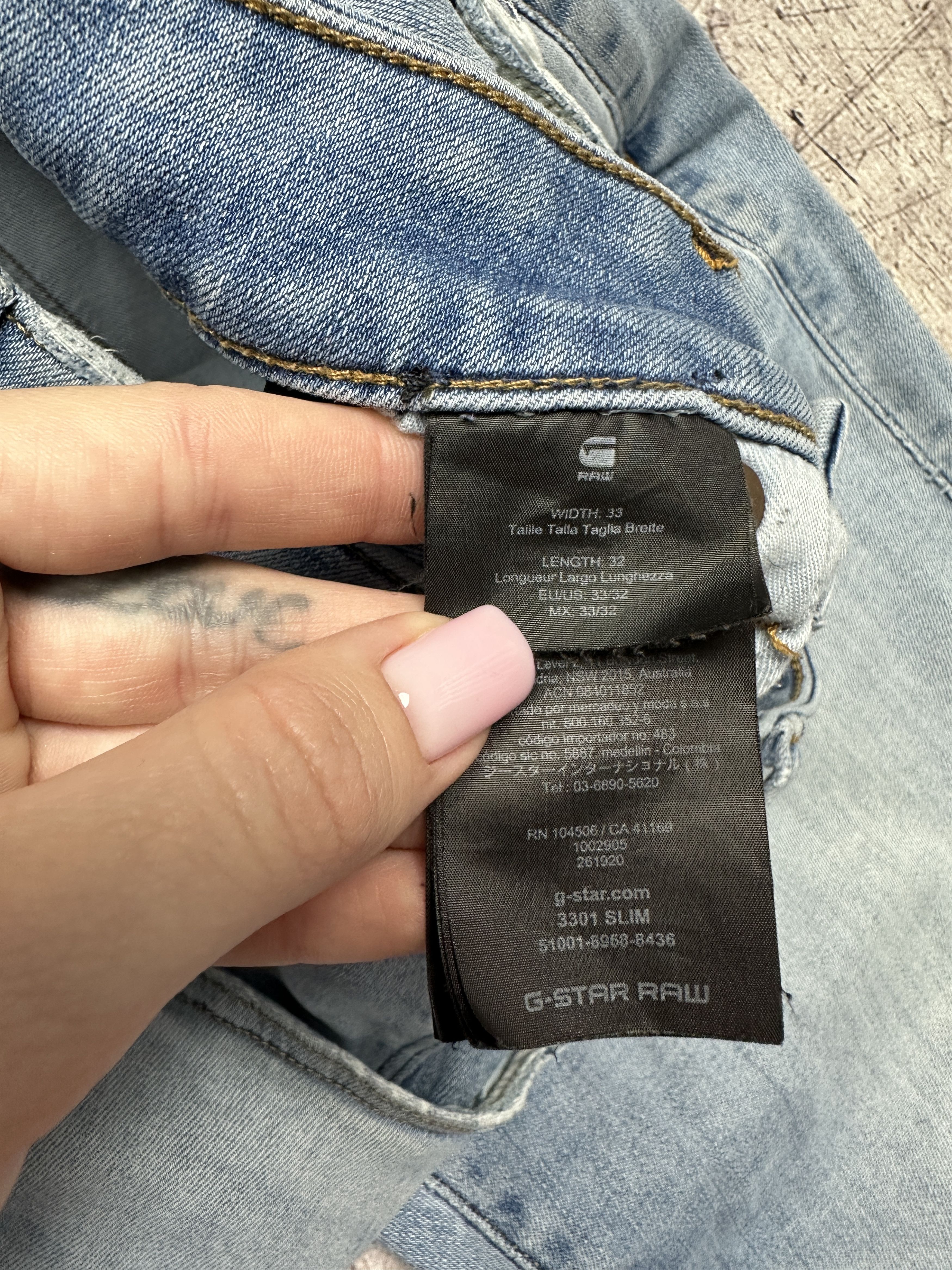 G-Star G Star Raw Mens 3301 Slim Denim Pants Jeans Size US 33 - 9 Thumbnail