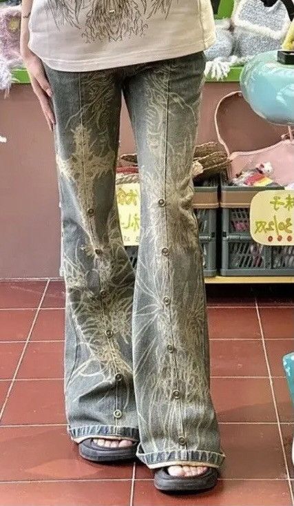 Japanese Brand × Vintage japanese denim w crazy print Size US 29 - 3 Thumbnail
