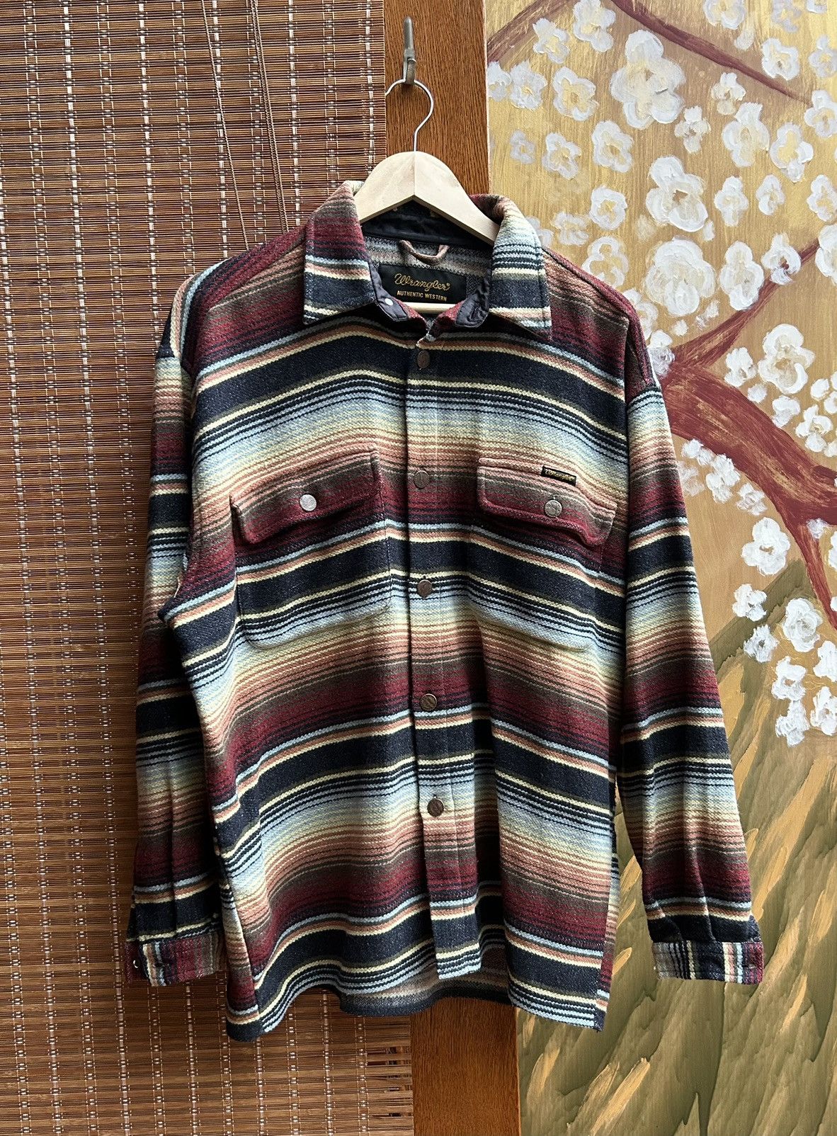 Wrangler Wrangler Striped Native Pattern Wool Blend Southwest Shirt Size US M / EU 48-50 / 2 - 1 Thumbnail