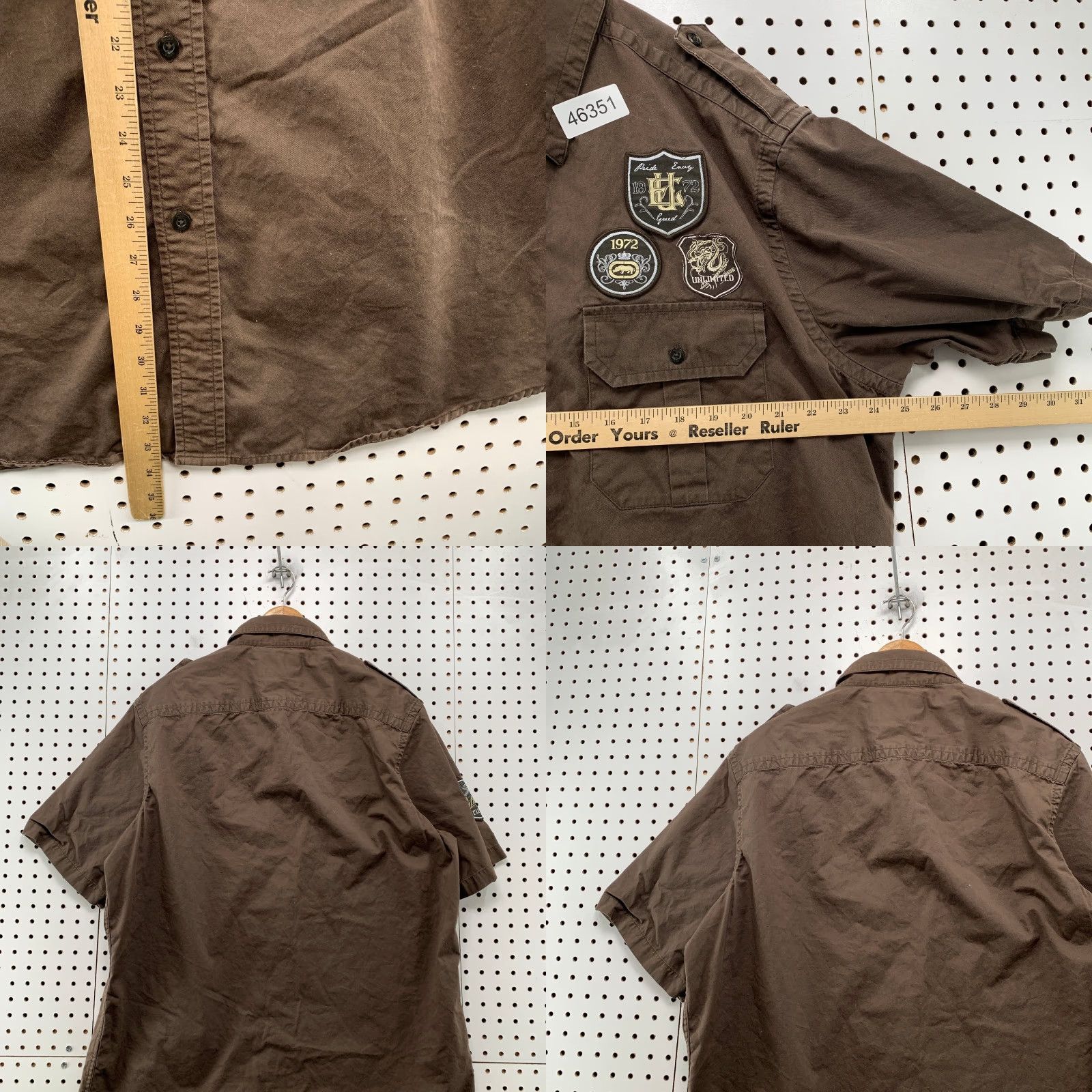 Ecko Unltd. VINTAGE Ecko Unltd. Button-Up Shirt Mens L Brown Cotton Short Sleeve Collared - Button-Down Casual 90s Y2K Patches Size US L / EU 52-54 / 3 - 8 Thumbnail