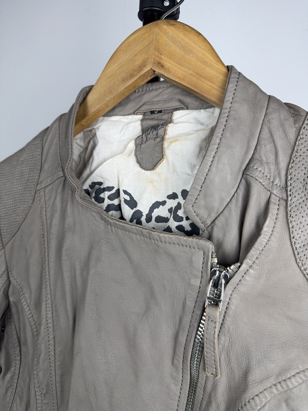 Leather Leather Biker Moto Punk Gipsy Jacket Beige Slim Moto Women S Size S / US 4 / IT 40 - 7 Thumbnail