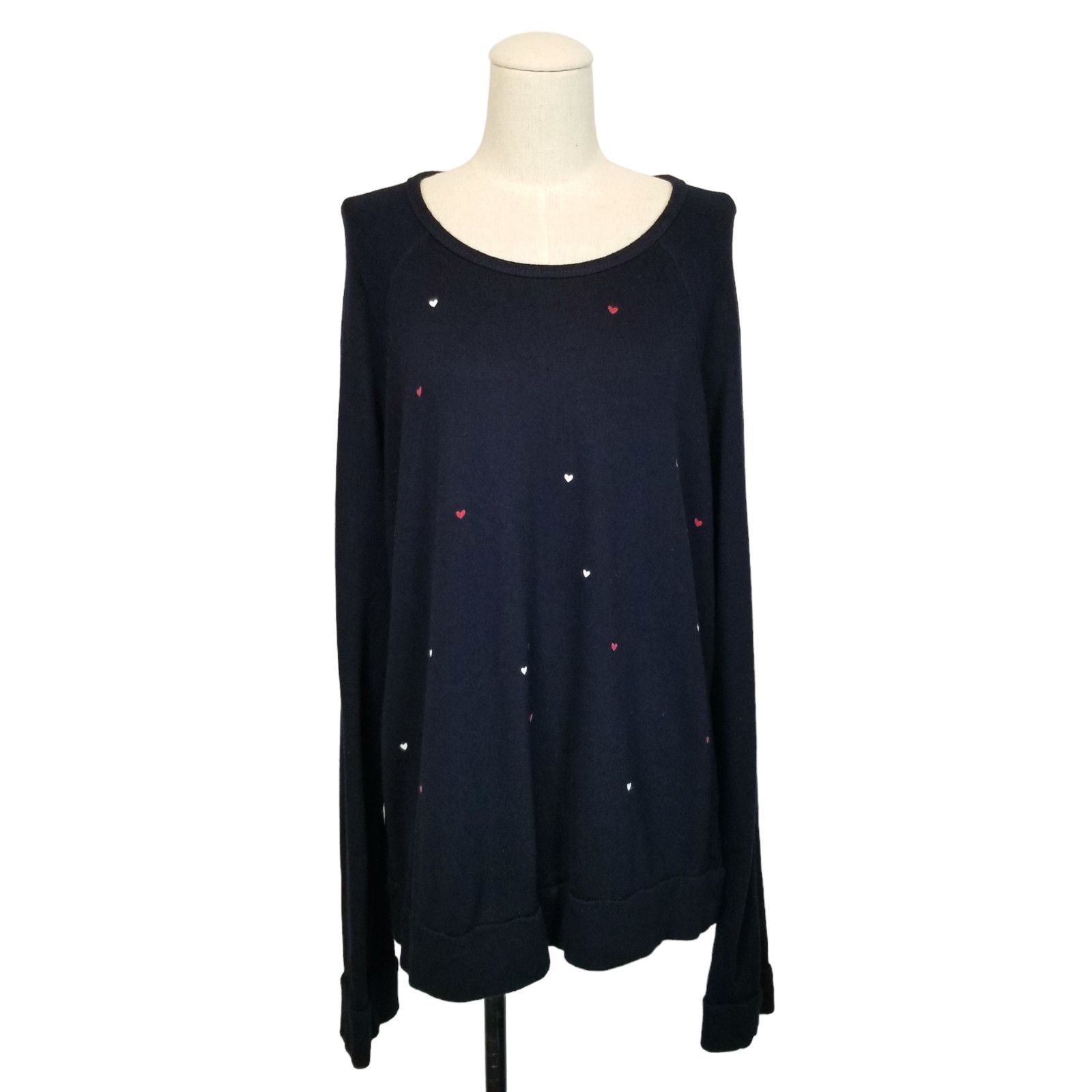 Sundry Sundry Heart Print Navy Blue Raglan Sweatshirt Sz 2 Size M / US 6-8 / IT 42-44 - 2 Thumbnail