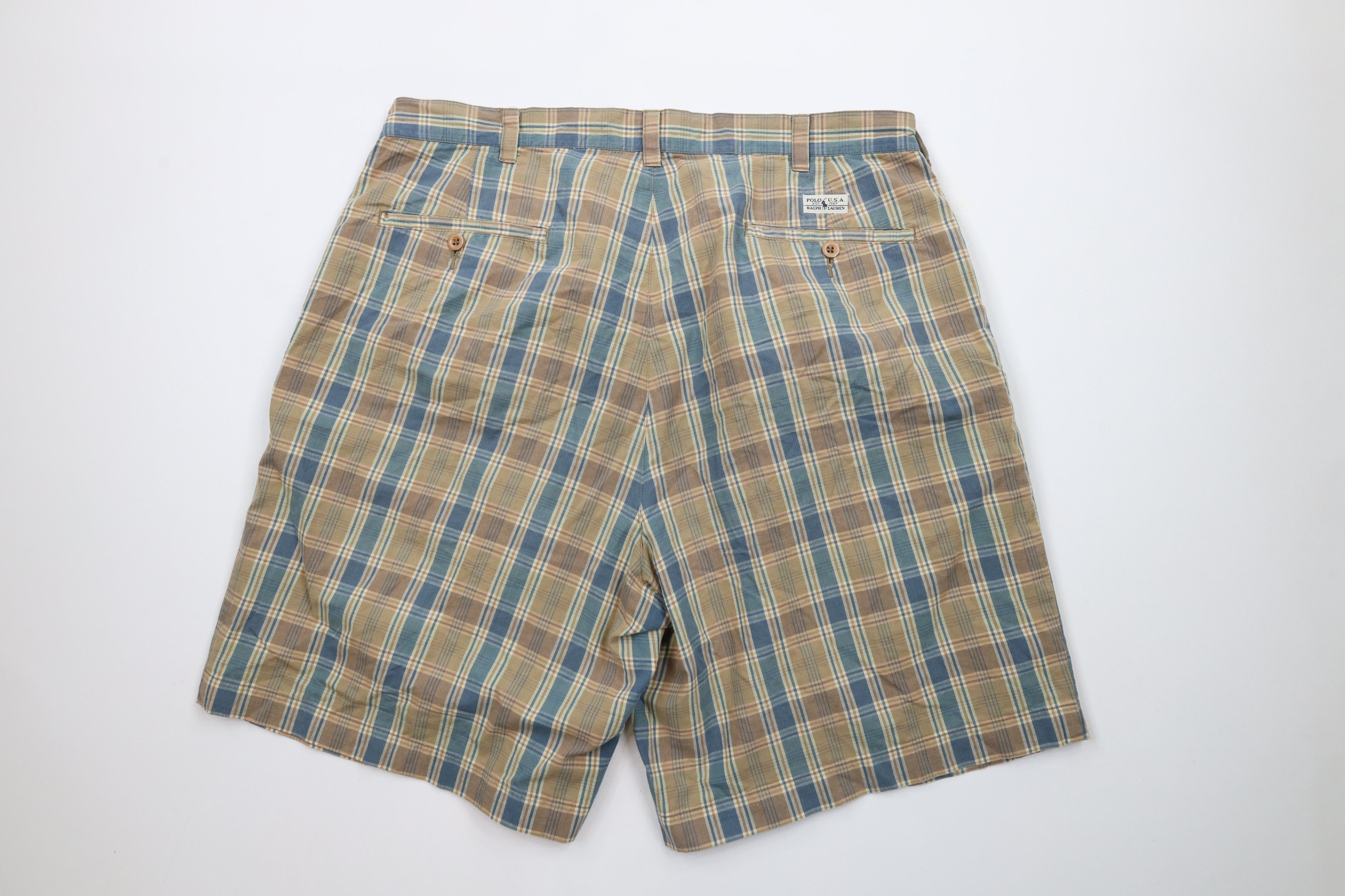 Ralph Lauren × Vintage Vintage 90s Ralph Lauren India Madras Plaid Shorts Cotton Size US 34 / EU 50 - 9 Thumbnail