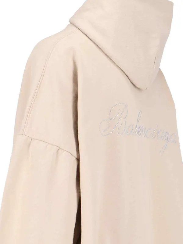 Balenciaga o1bcso1str0426 Round Hoodie in Light Beige Size US L / EU 52-54 / 3 - 3 Thumbnail