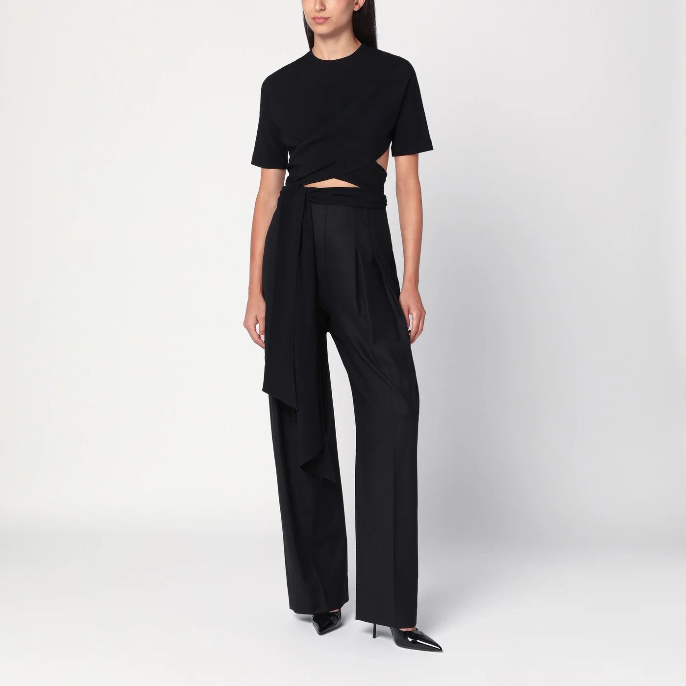 Alaia o1d2blof0426 Crossed Crop Top in Black Size S / US 4 / IT 40 - 1 Thumbnail
