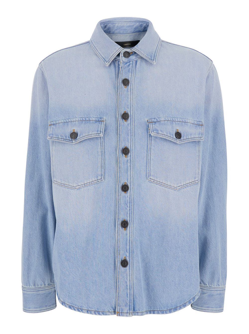 Grifoni LONG SLEEVE SHIRT - Shirt with Classic Collar and Front Buttons - In Cotton - Light Blue - Women Size L / US 10 / IT 46 - 1 Thumbnail