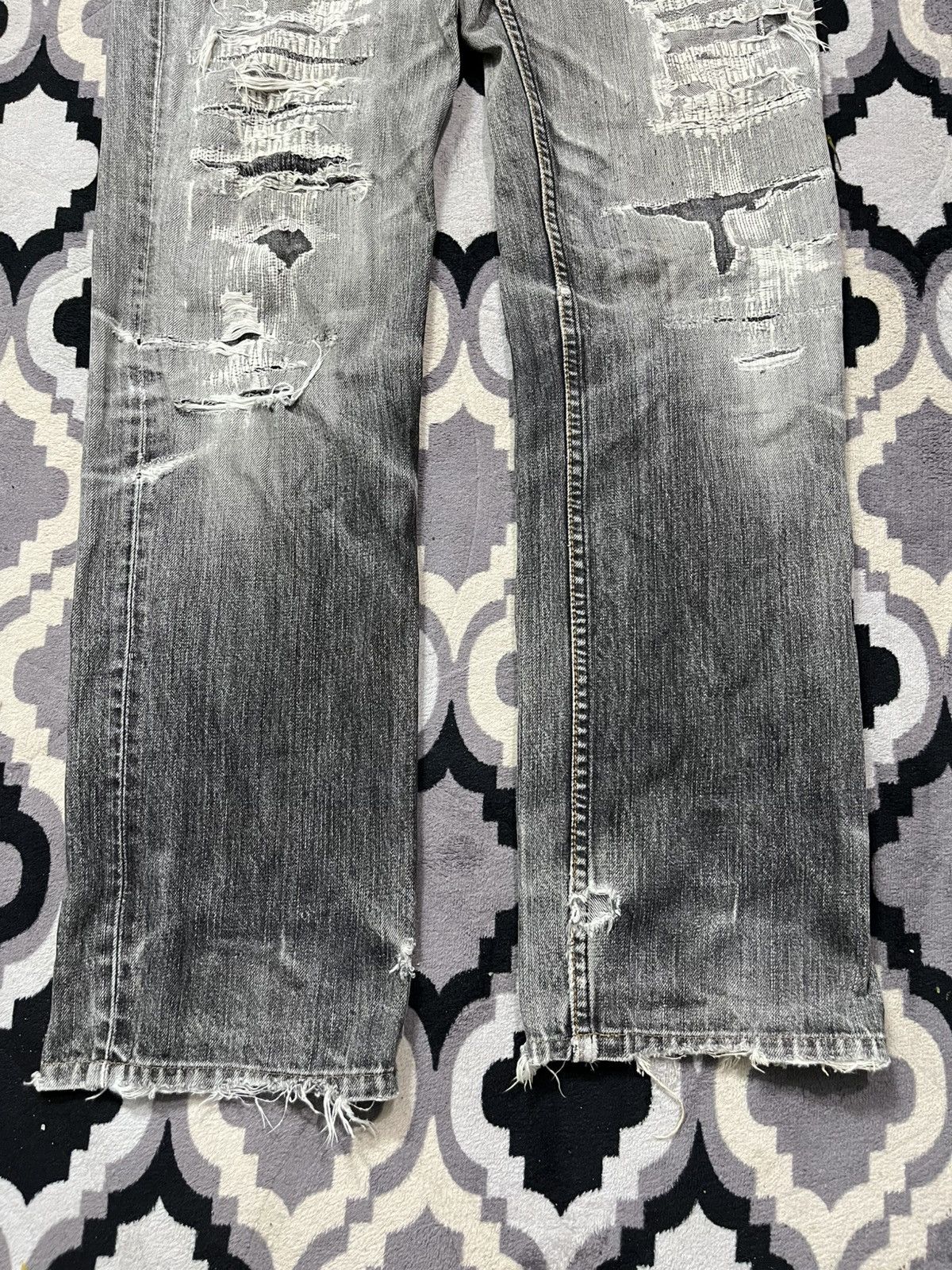 Levi's Vintage Clothing Rare 1990s levis 502 sashiko destroyed sun faded denim pants Size US 30 / EU 46 - 4 Thumbnail