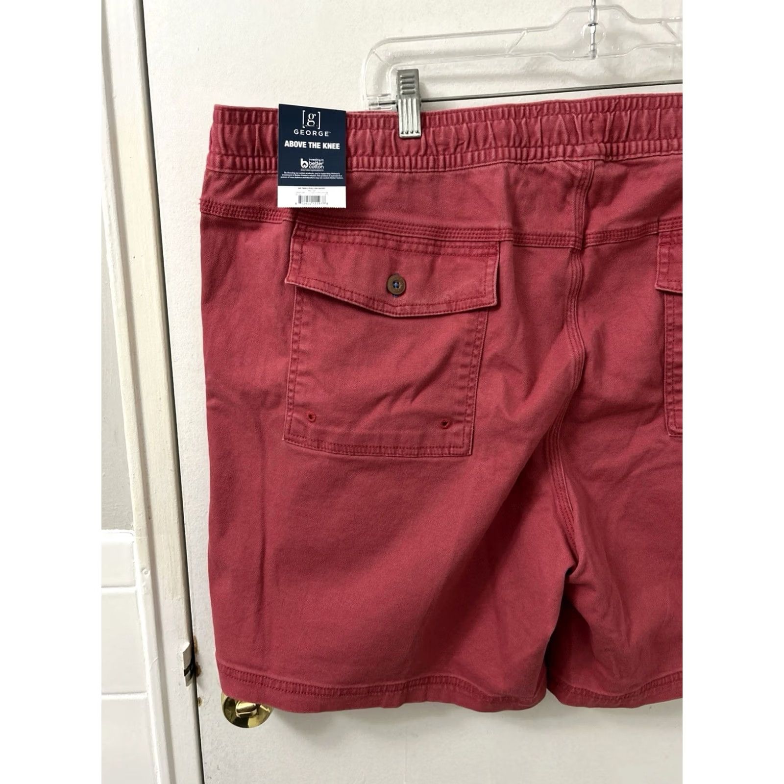 George George Twill Pull On Shorts Mens 2XL 44-46 Red Elastic Waist NWT 8" Inseam Casual Chino Shorts Mens Red George Twill Pull On Shorts NWT 2XL Size US 44 / EU 60 - 3 Thumbnail