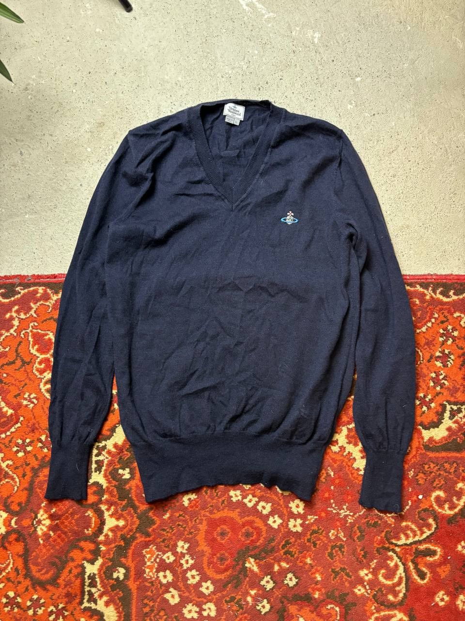 Vintage × Vivienne Westwood Vintage Vivienne Westwood Wool Embroidered logo Sweater Size US L / EU 52-54 / 3 - 1 Thumbnail