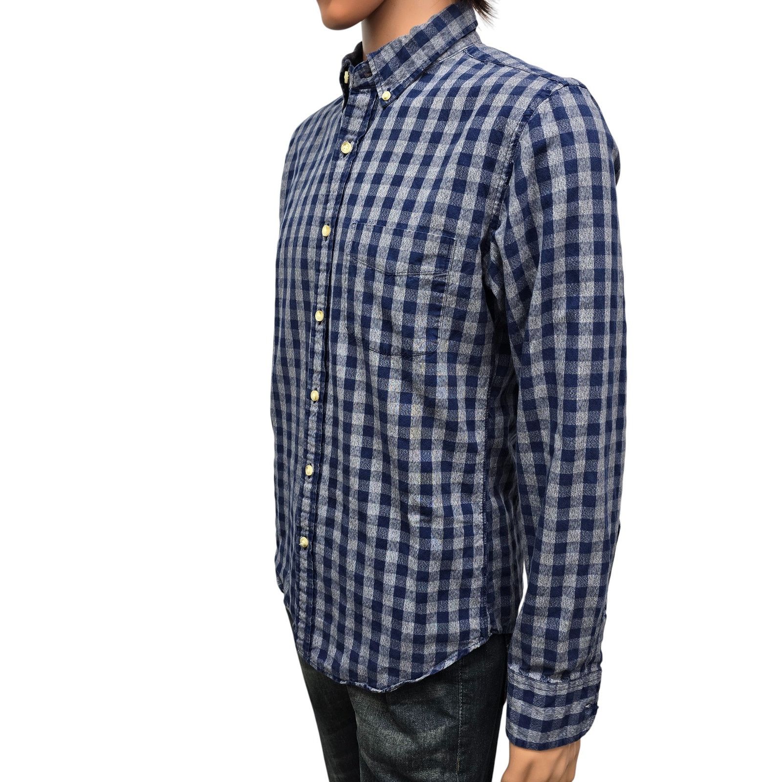 J.Crew J.Crew Jaspe Cotton Shirt Men M Blue Gray Gingham Slim L/S Size US M / EU 48-50 / 2 - 7 Thumbnail