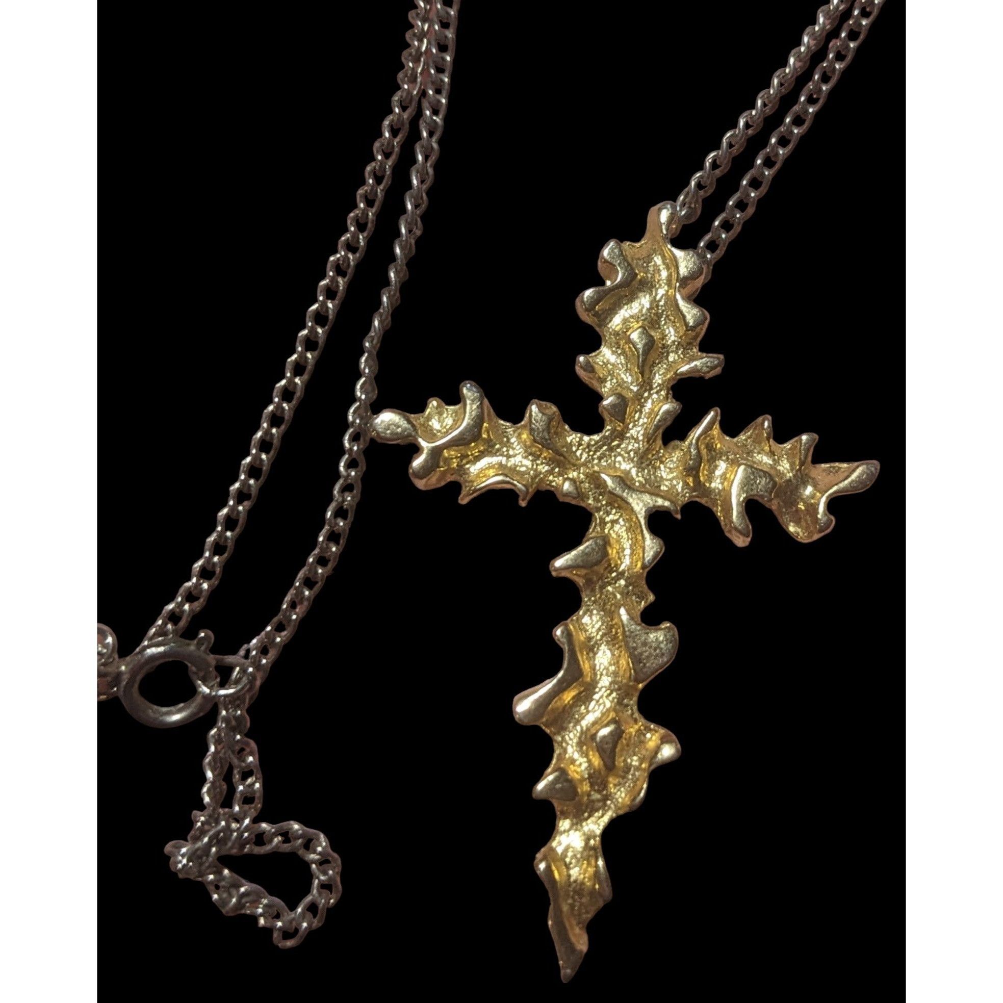 Other Abstract Gold Flame Cross Pendant Necklace Size ONE SIZE - 3 Thumbnail