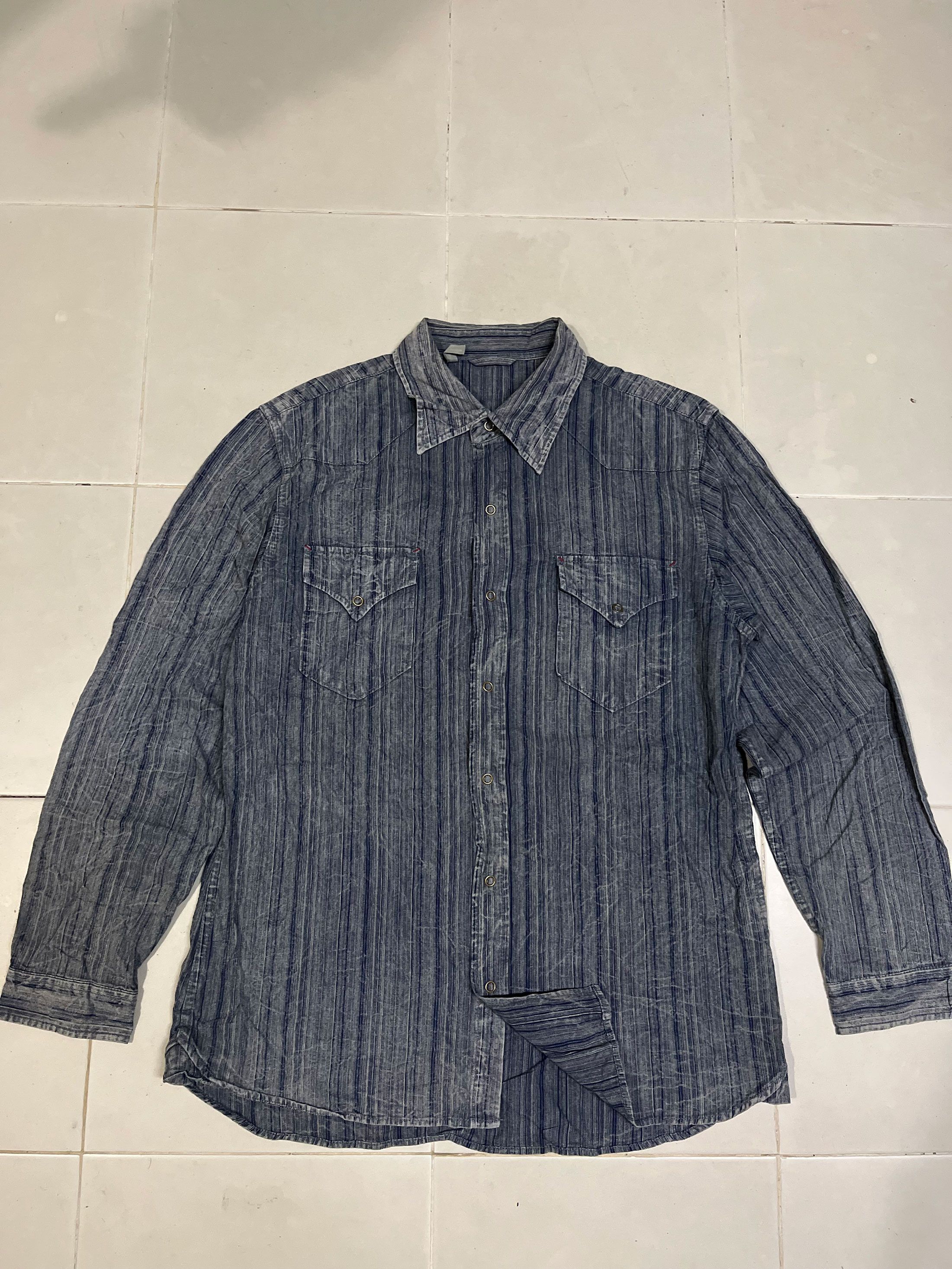 Designer × Japanese Brand Baffy Japan Snap Button Long Sleeve Dress Shirt Western Size US L / EU 52-54 / 3 - 1 Thumbnail