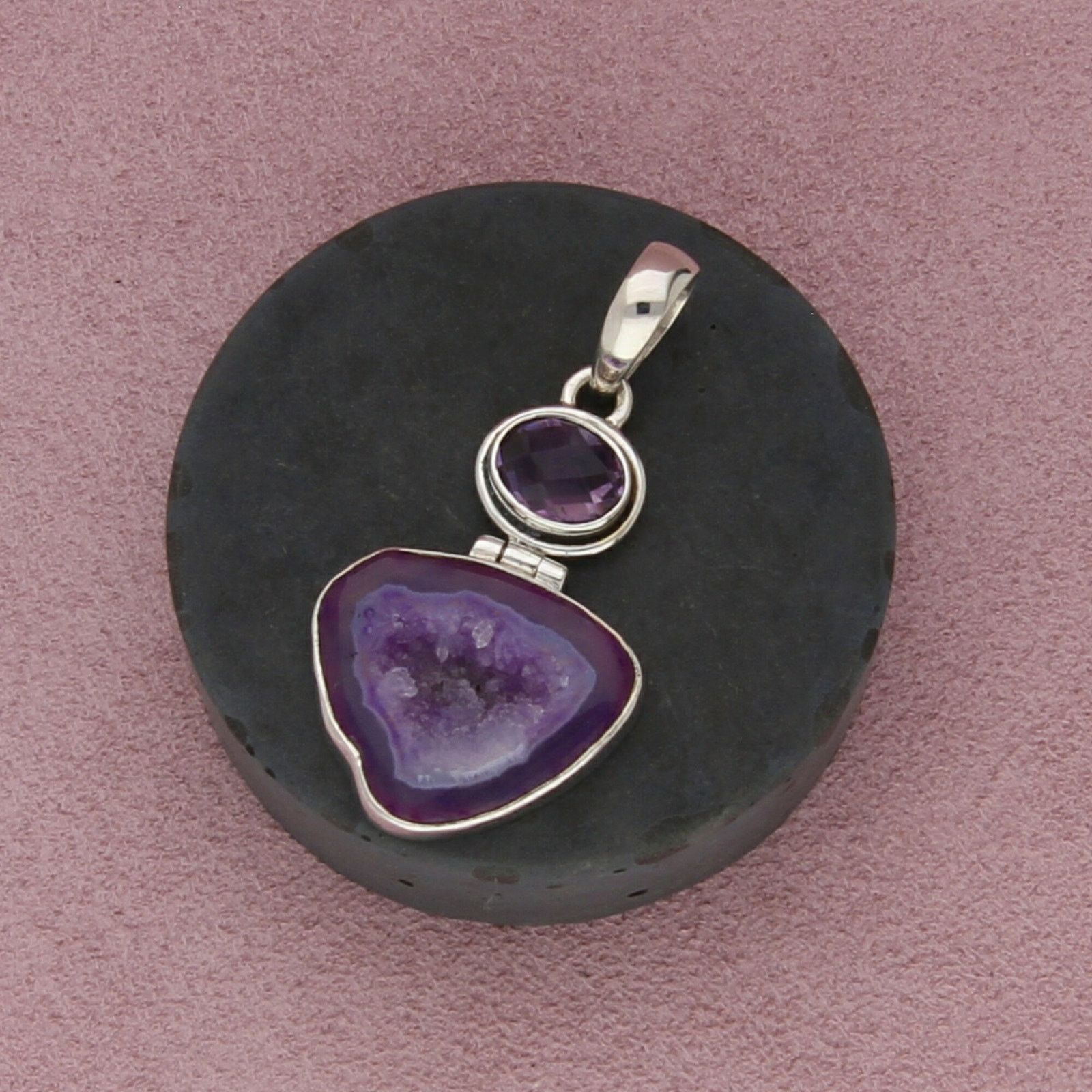 Sterling Silver sterling silver faceted amethyst druzy pendant Size ONE SIZE - 1 Thumbnail