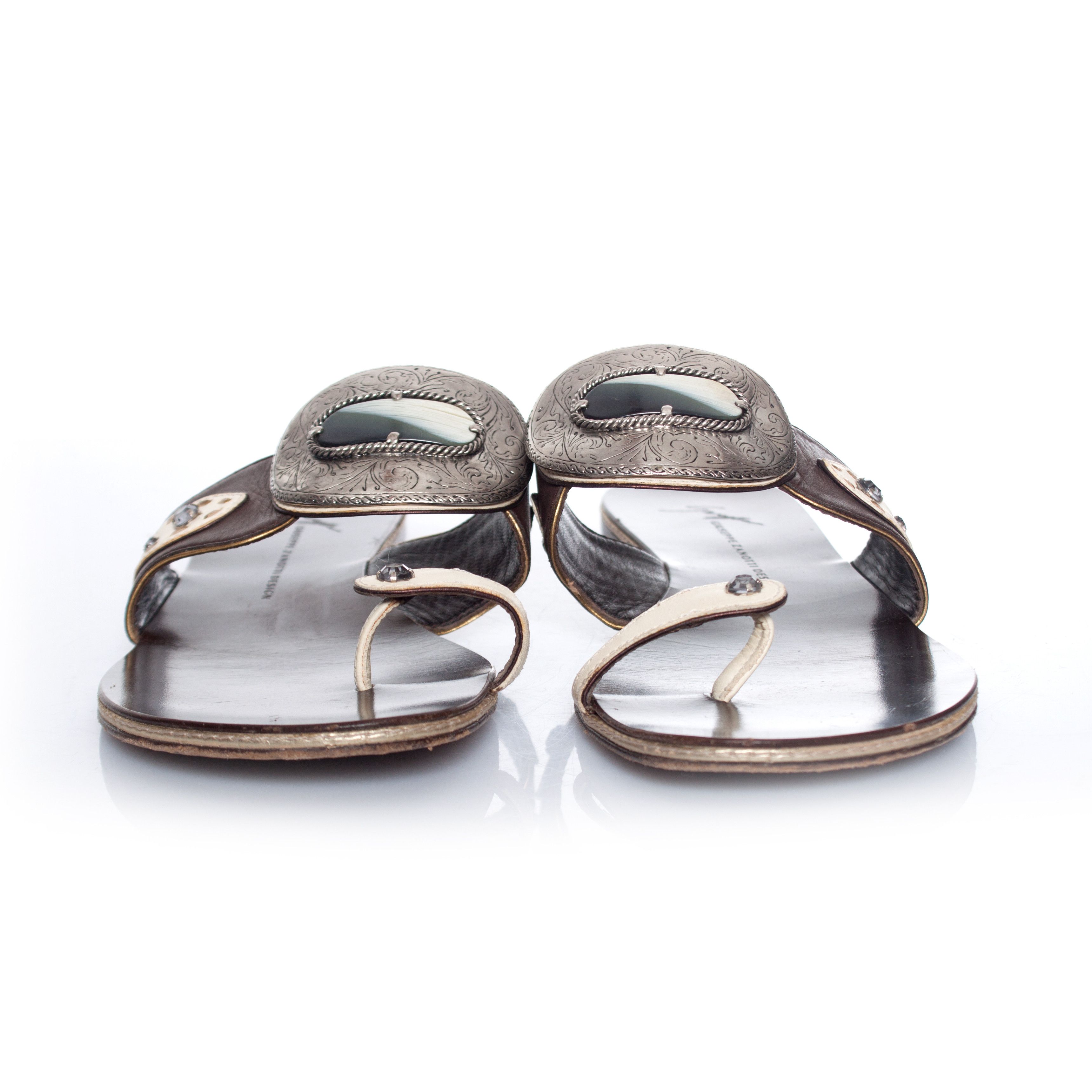 Giuseppe Zanotti Giuseppe Zanotti, Brown leather sandals. Size US 7.5 / IT 37.5 - 2 Thumbnail
