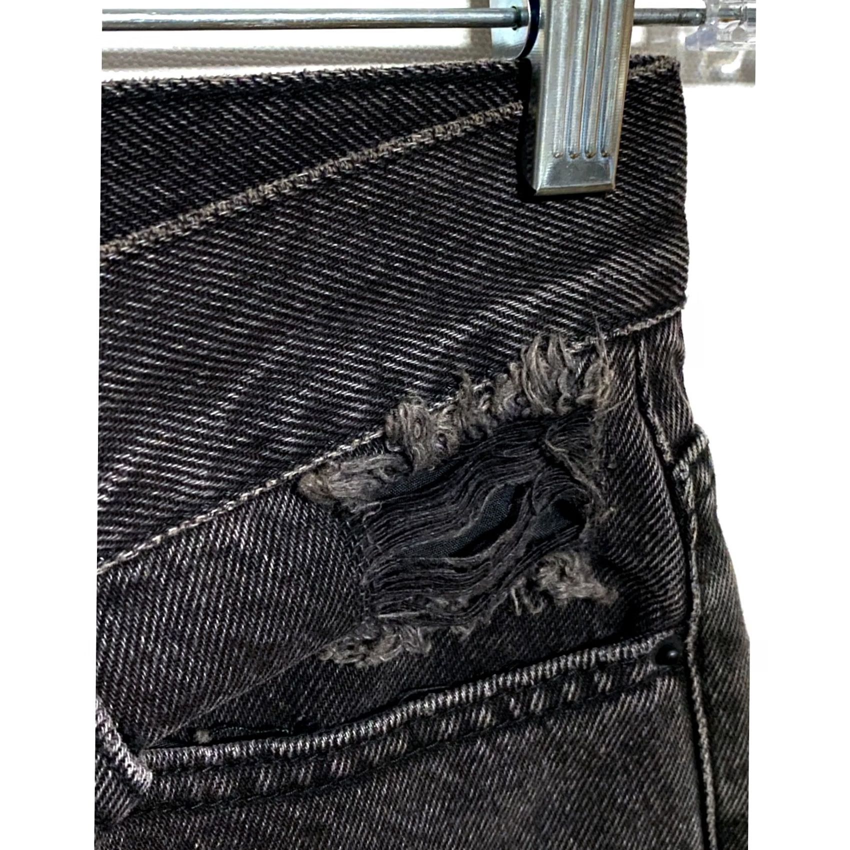 Pacsun VINTAGE PacSun Ultra High Rise Slim Black Jeans Womens 25 Distressed Ripped Button Fly Size 42" / US 20 - 6 Thumbnail