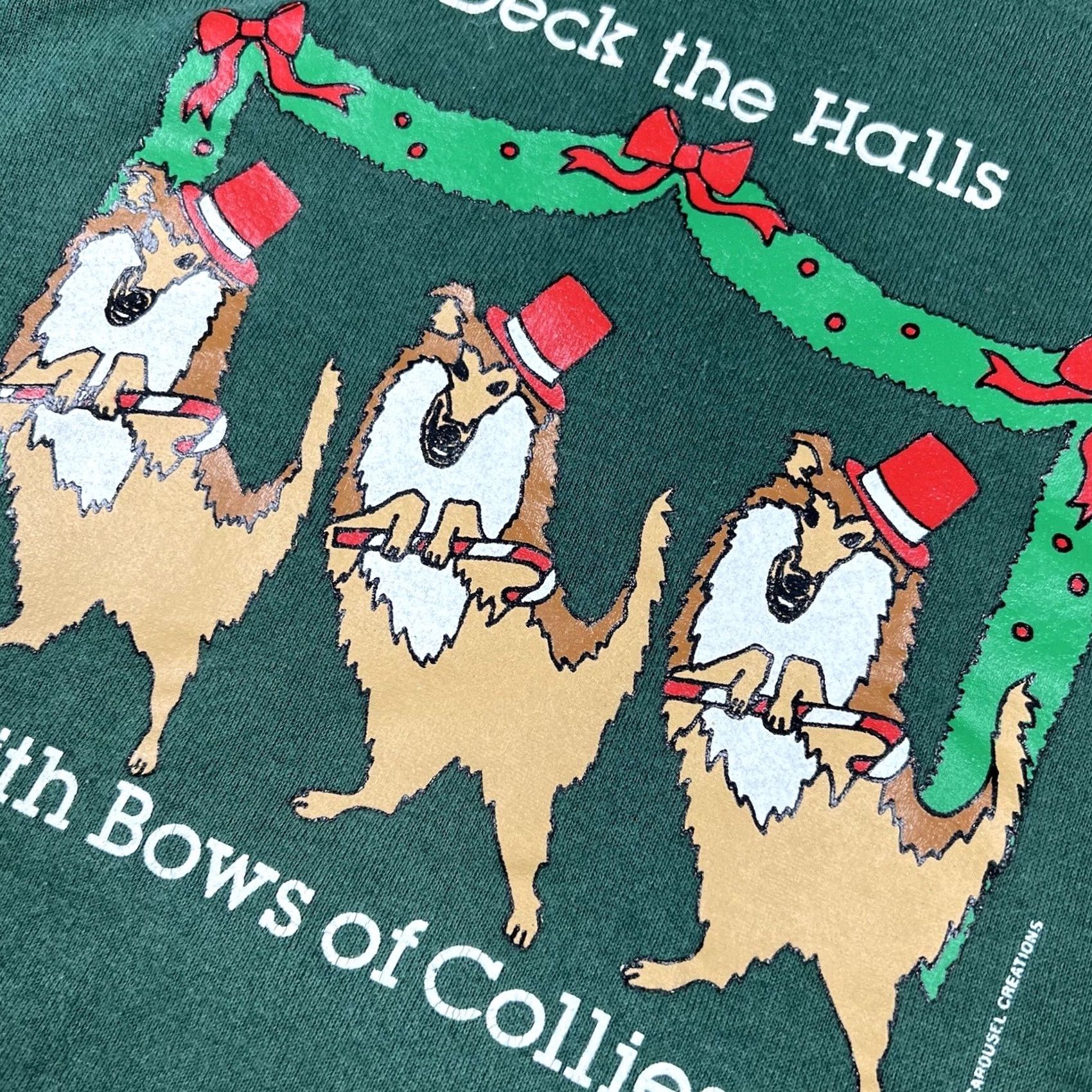 Hanes VINTAGE Hanes Sweatshirt Christmas Collie Dog Graphic Crewneck Large 1993 Made USA Green 90s Boys Mens Womens Unisex Adults Shirt Pullover Size US L / EU 52-54 / 3 - 6 Thumbnail