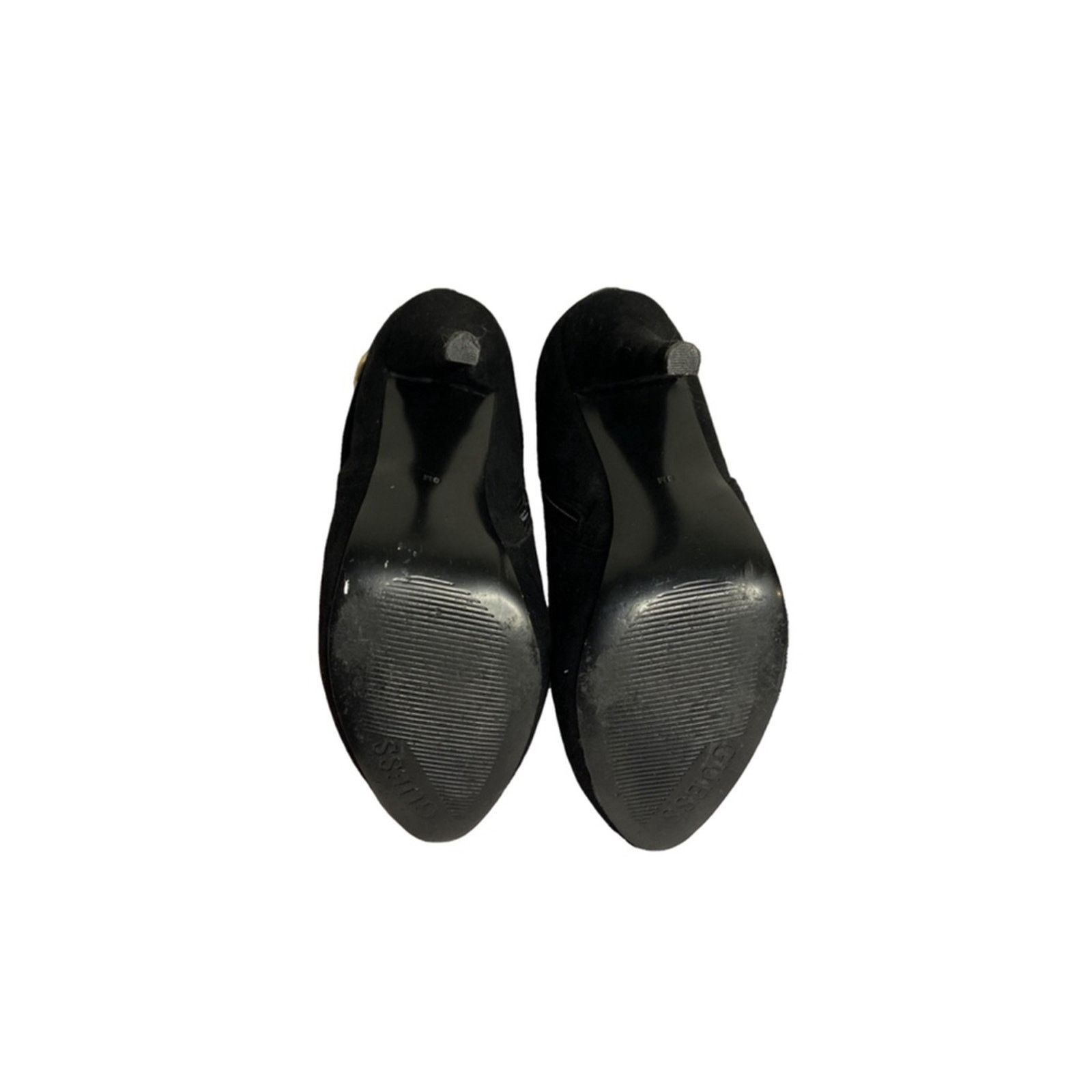 Guess Guess Black Suede Leather Ankle Boots Gold Button Detail 6M Size US 6 / IT 36 - 6 Thumbnail