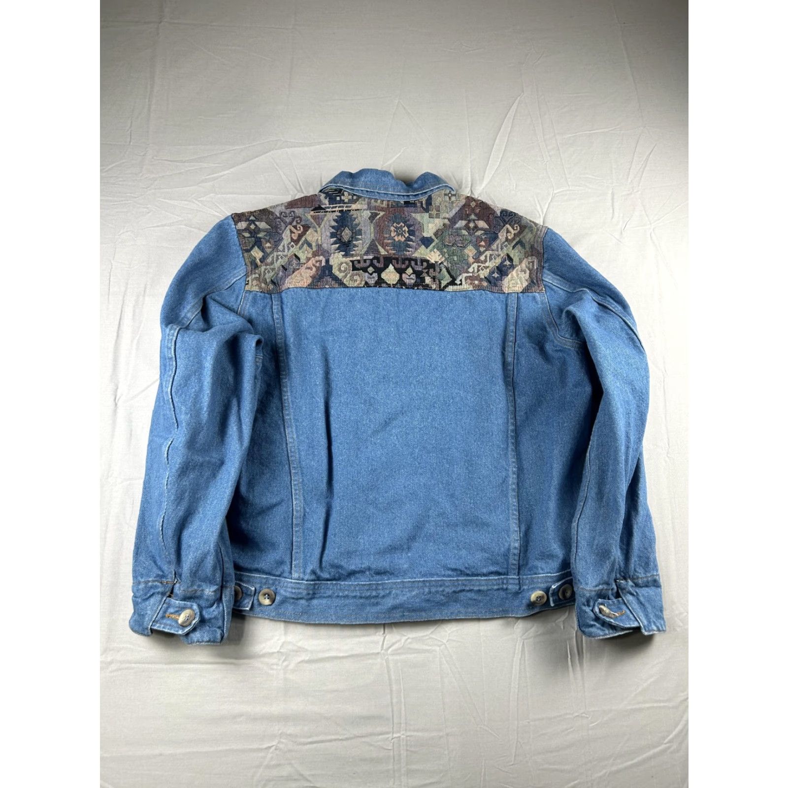 Vintage VINTAGE L.L. Bean Jacket Womens Petite Large Blue Denim Southwestern Aztec 90s Size L / US 10 / IT 46 - 2 Thumbnail