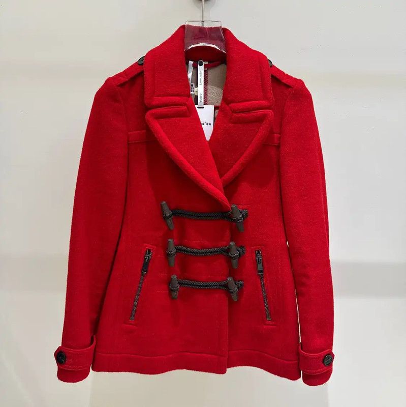 Burberry Burberry Red Wool Coat with Toggle Closure Size S / US 4 / IT 40 - 1 Thumbnail