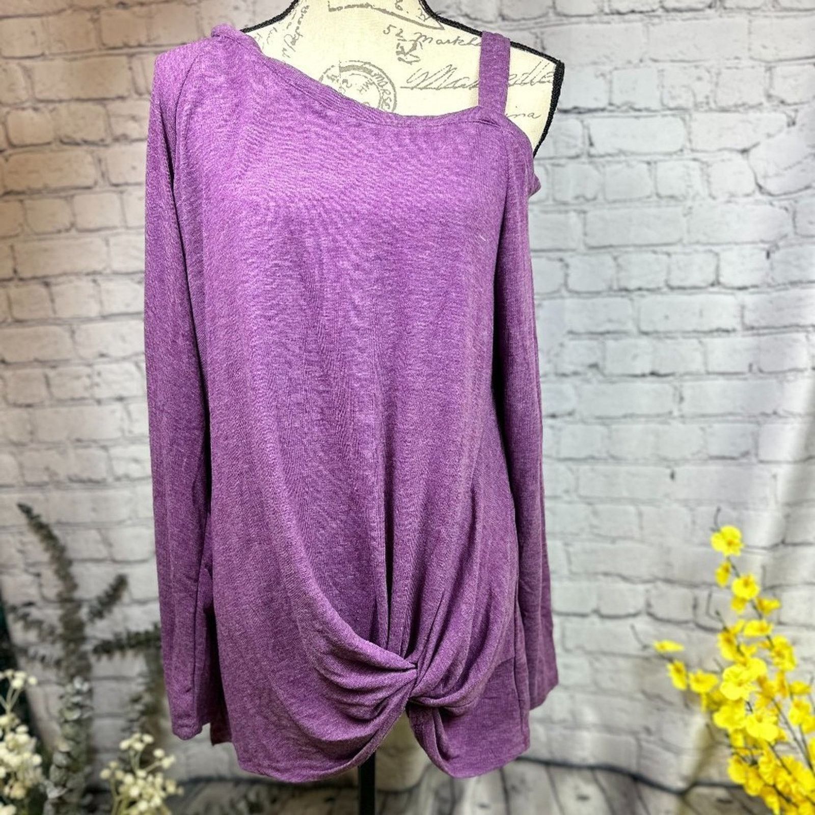 Other Leo Rossi Cold Shoulder Twist Front Top Tunic Blouse Plum XL Size XL / US 12-14 / IT 48-50 - 3 Thumbnail