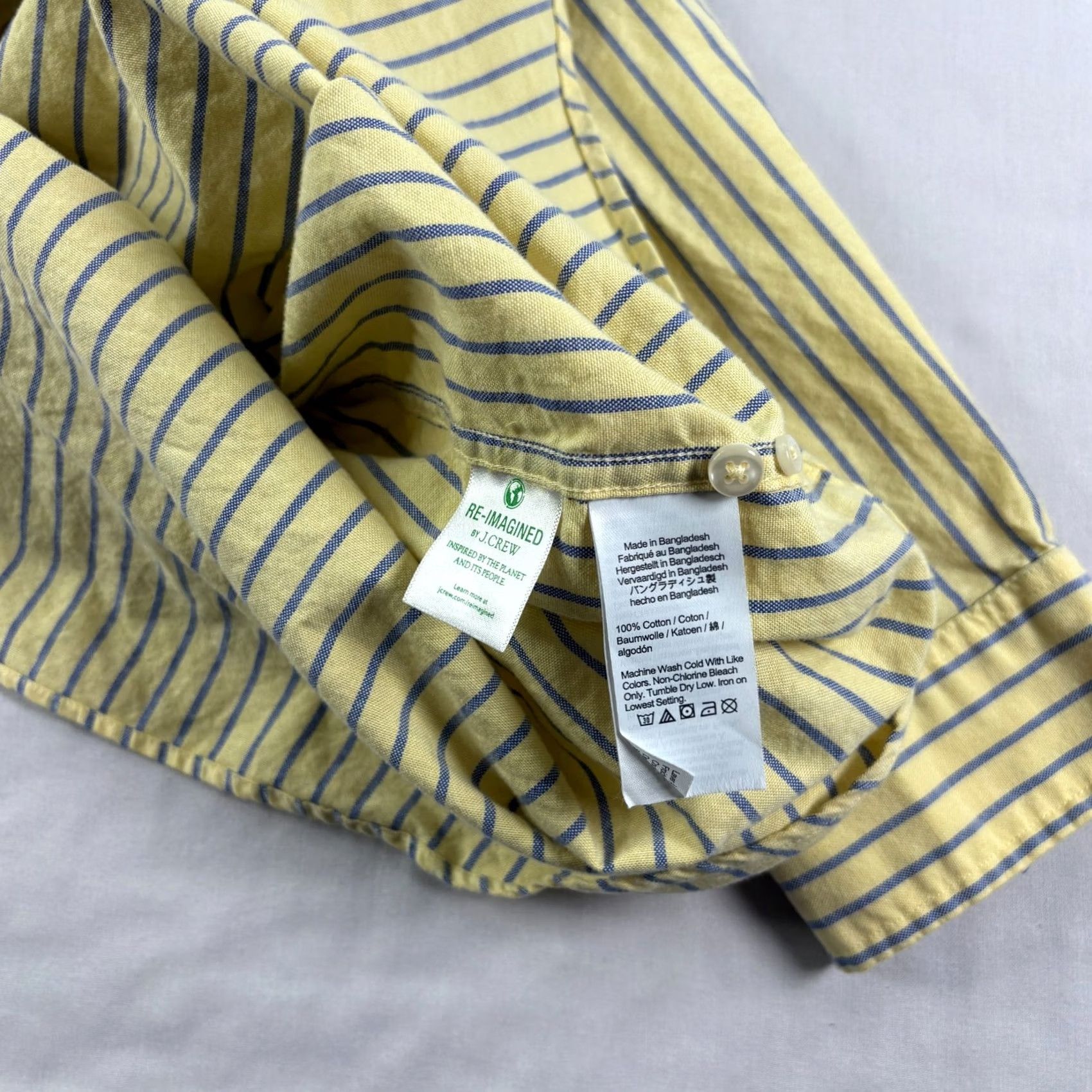 J.Crew J.CREW Shirt Mens 2XL Yellow Striped Oxford Button-Up Relaxed Preppy Size US XXL / EU 58 / 5 - 7 Thumbnail