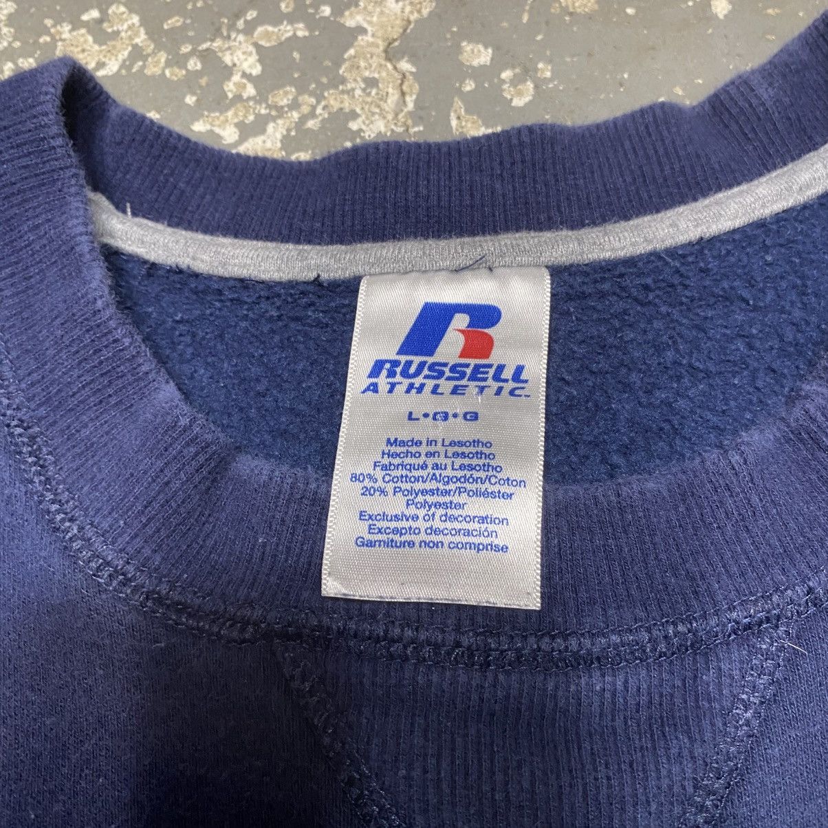 Russell Athletic × Vintage Vintage Russell Athletic Navy Blank Boxy Crewneck Hoodie Size US L / EU 52-54 / 3 - 4 Thumbnail