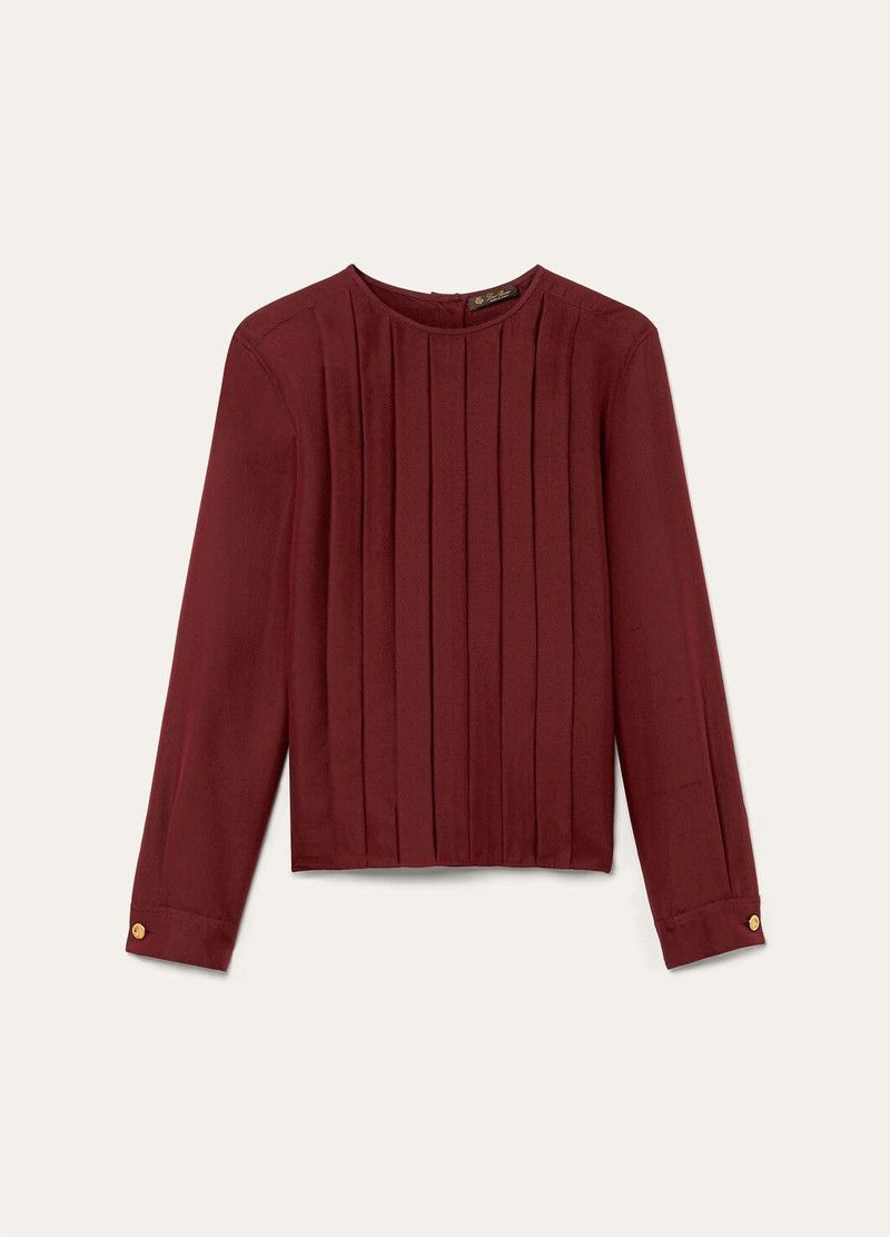 Loro Piana o1srvl11e0526 FAP0180 Rossana Blouse in Bordeaux Size S / US 4 / IT 40 - 1 Thumbnail