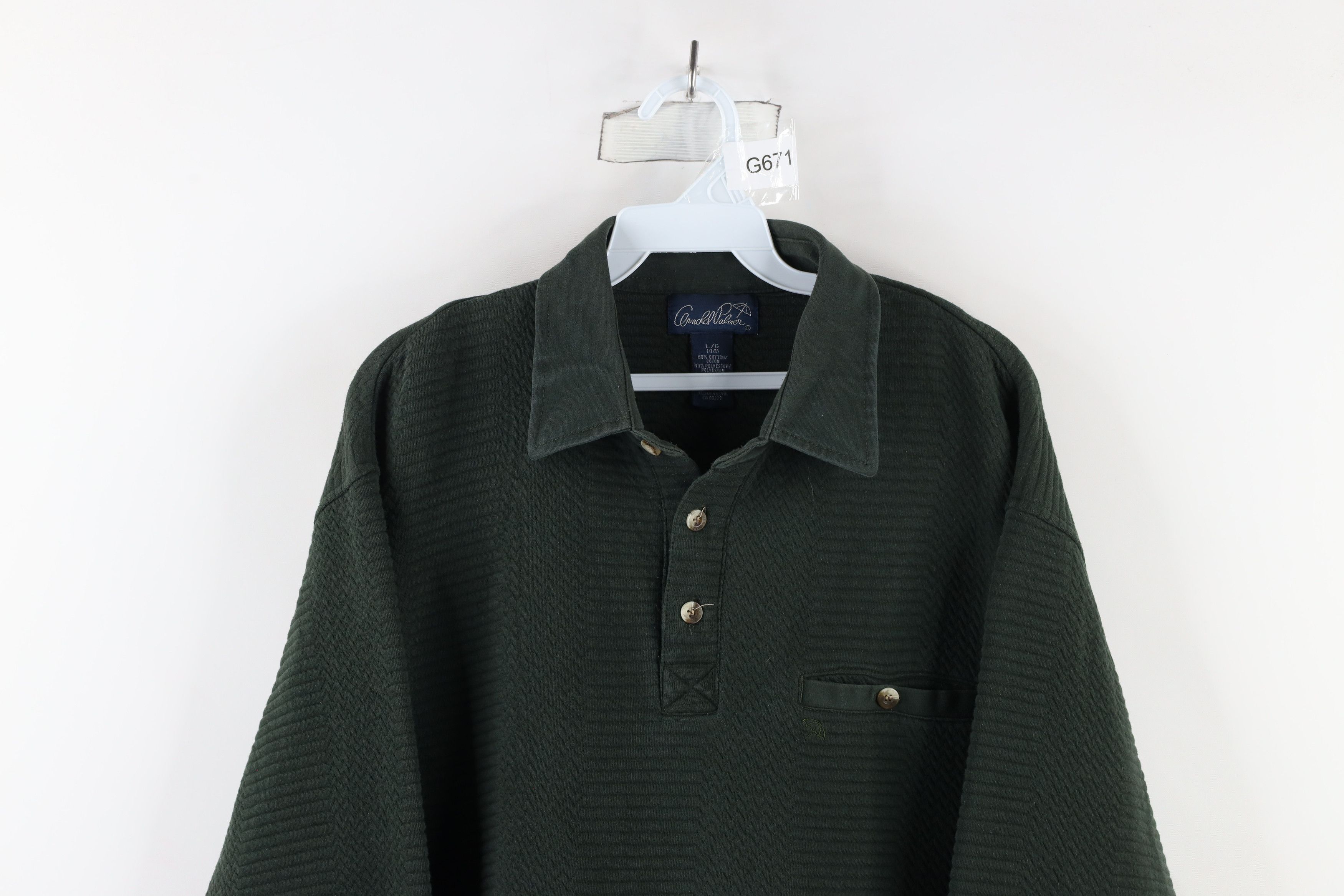 Vintage Vintage 90s Streetwear Pullover Long Sleeve Polo Green Size US L / EU 52-54 / 3 - 2 Thumbnail