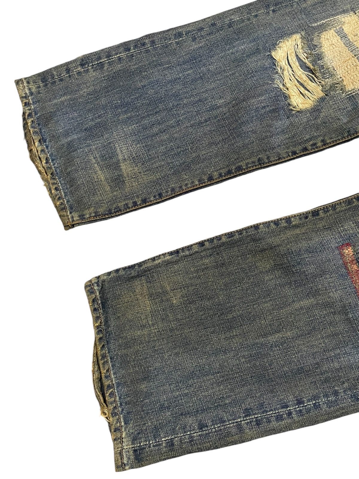 20471120 × 5351 POUR LES HOMMES × Hysteric Glamour Boro 🇯🇵 Brand Heavy Stitched Repaired Distressed Mud Jeans Size US 34 / EU 50 - 5 Thumbnail