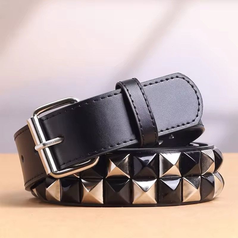 Leather × Vintage Black Fashion Rivet Belt Size ONE SIZE - 1 Thumbnail