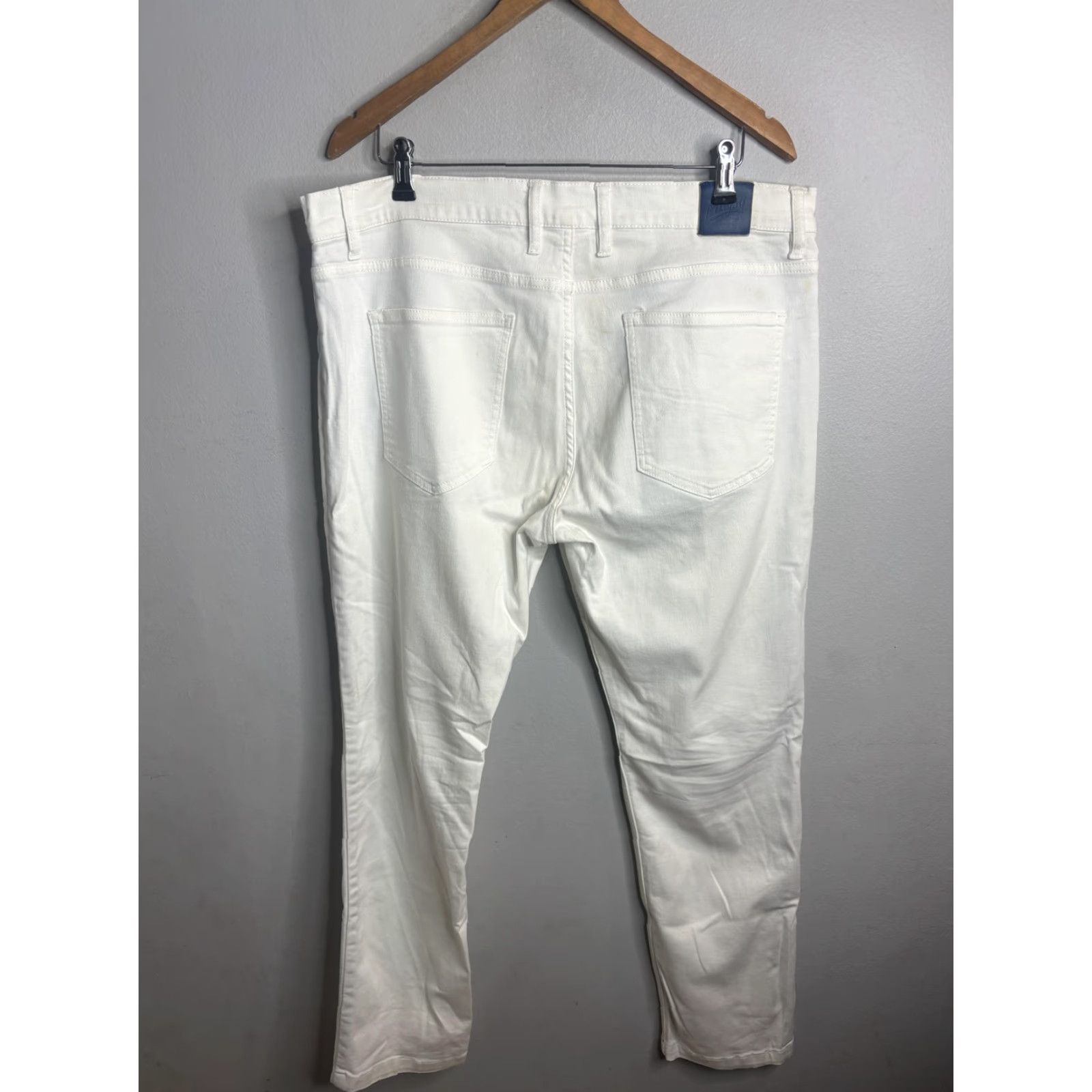 Denime Mugsy Jeans Mens 38x32 White Stretch Straight Denim Pants FLX8NOW Size US 38 / EU 54 - 4 Thumbnail