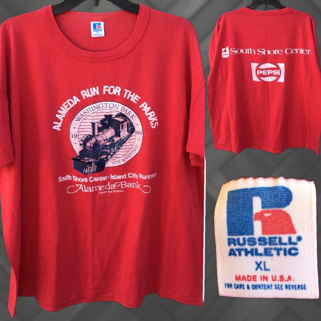 Russell Athletic VINTAGE Alameda Run For The Parks 1989 T-Shirt Pepsi Logo On Back XL Red Russell Athletic Mens Short Sleeve 80s 1980s Size US XL / EU 56 / 4 - 1 Thumbnail