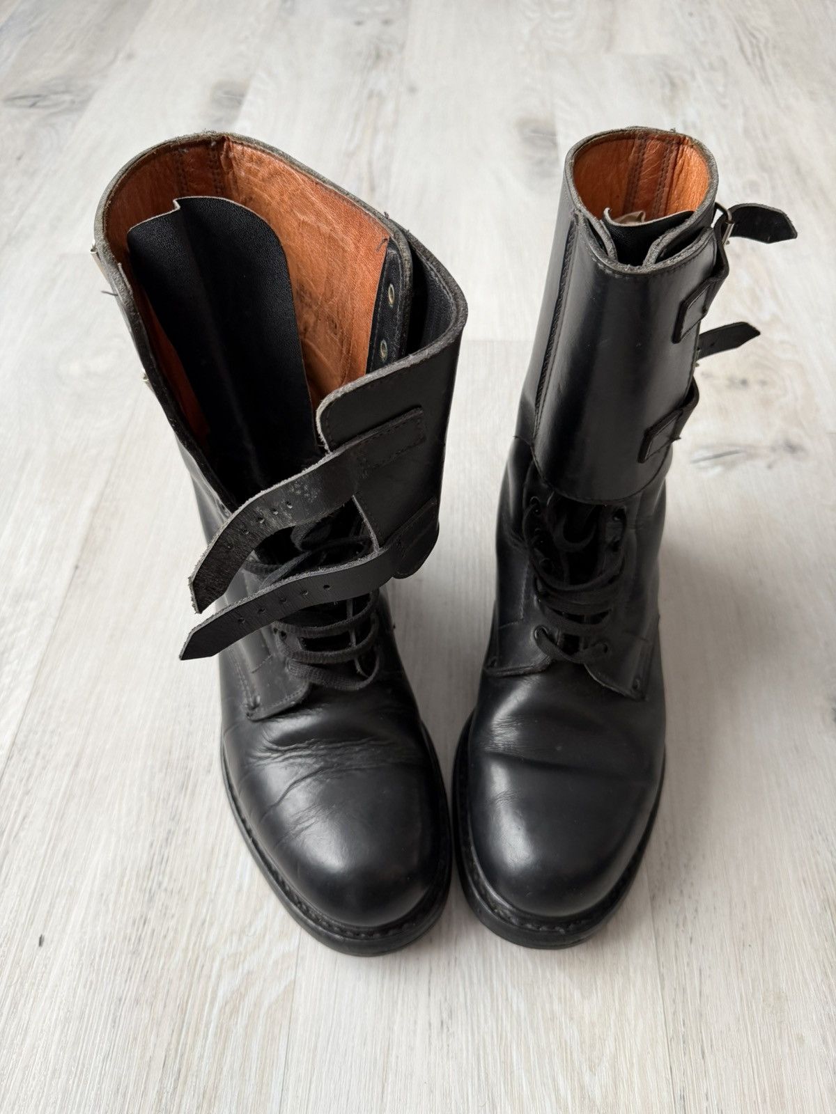 If Six Was Nine Double Buckle Black Moto Boots Red Wing Frye Guidi Inspired Size US 9.5 / EU 42-43 - 16 Thumbnail
