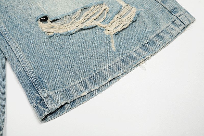 Vintage American street style washed distressed flared denim shorts Size US 32 / EU 48 - 5 Thumbnail