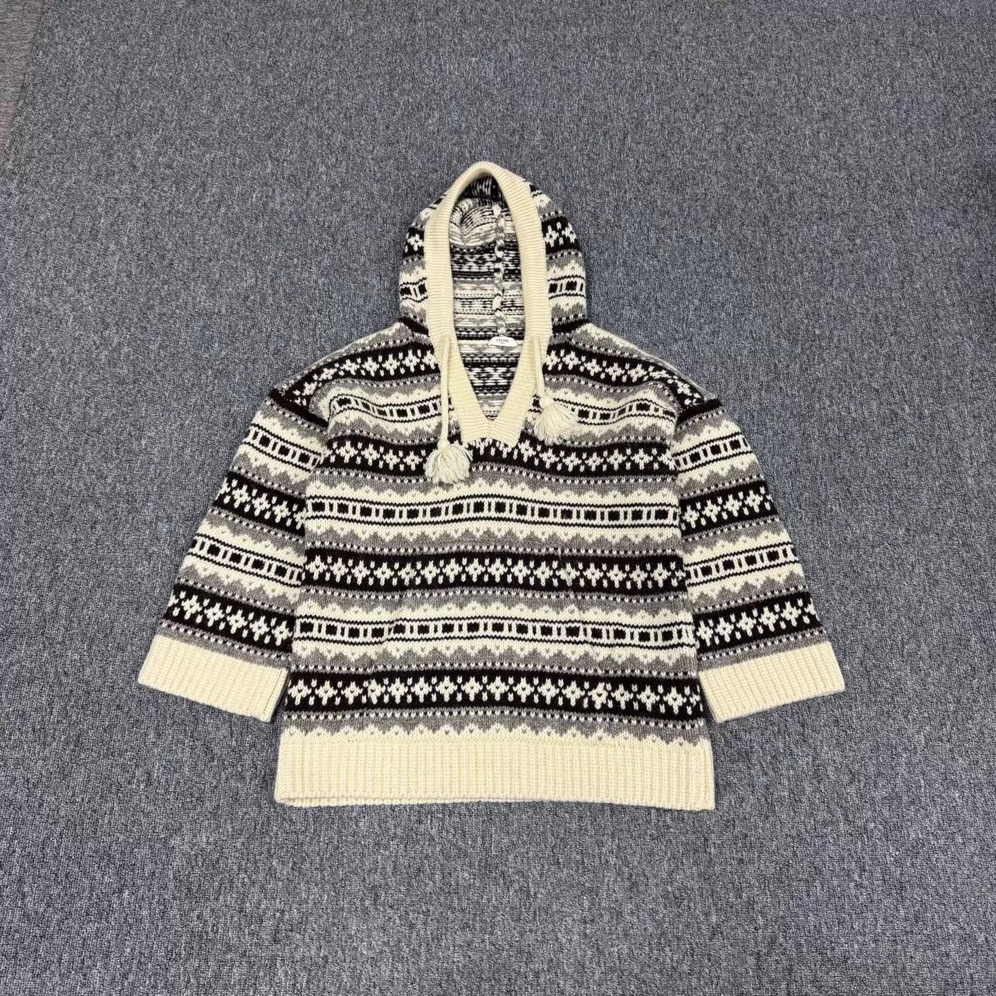 Celine Celine Fair Isle V-neck hoodie M 99new Size US M / EU 48-50 / 2 - 1 Thumbnail