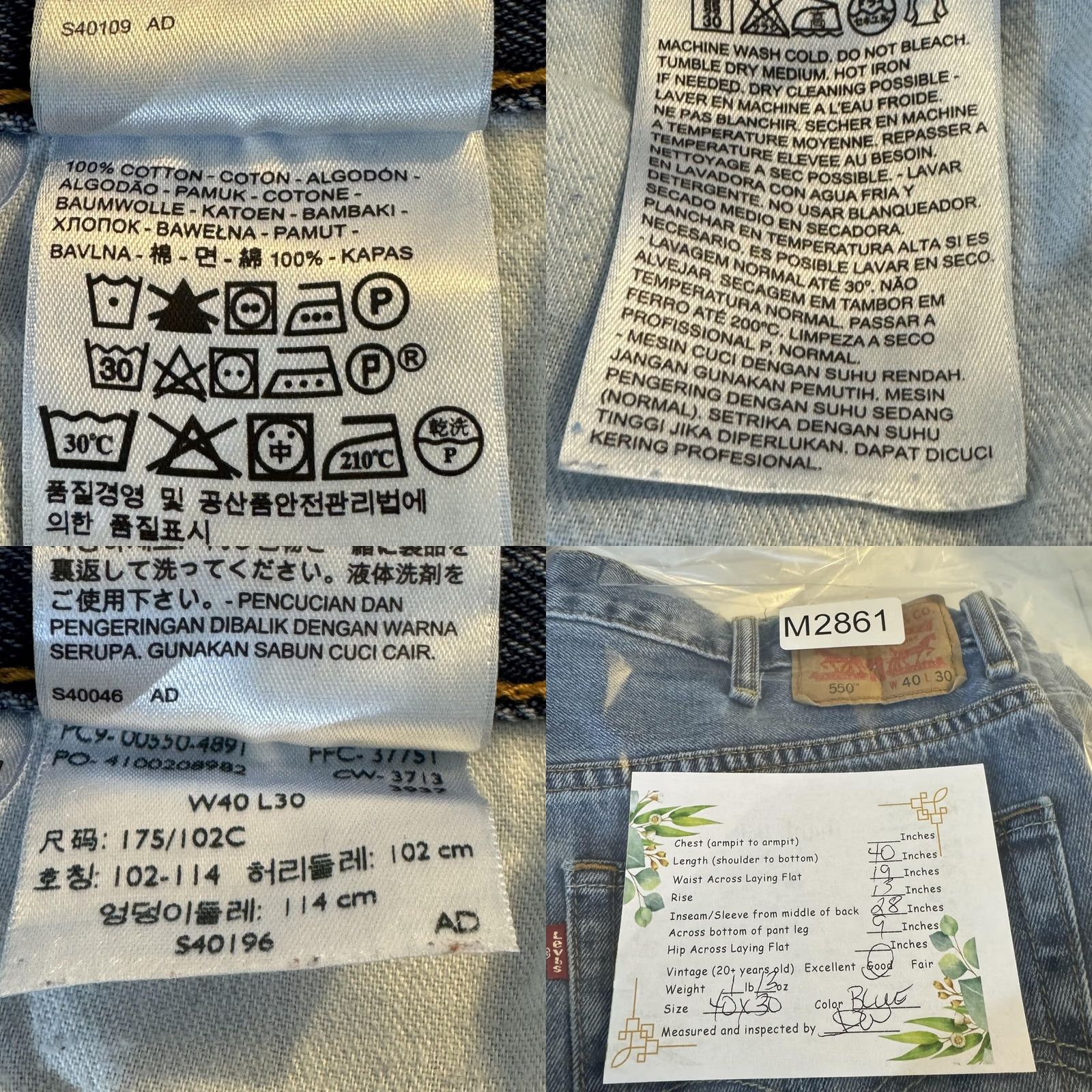 Levi's Levi'S 550 Jeans Mens 40x30 Blue Relaxed Fit Tapered Leg Denim Red Tab Size US 40 / EU 56 - 8 Thumbnail