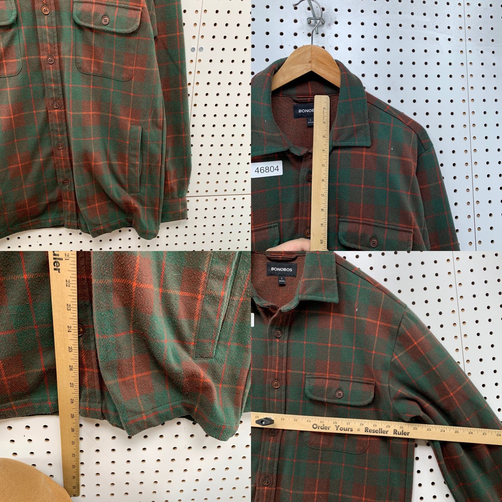 Bonobos Bonobos Button Shirt Jacket Mens Large Green Plaid Flannel Sportsman Shacket Size US L / EU 52-54 / 3 - 8 Thumbnail