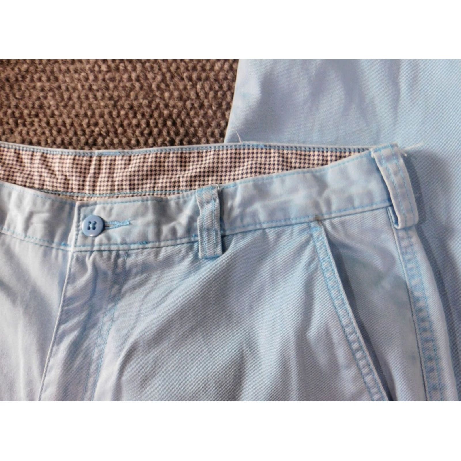 Cremieux Cremieux Pants 32x29 Blue Straight Chino Classic Mens Regular Flat Front Knit Cotton Zip Front Travel Modern Size US 32 / EU 48 - 3 Thumbnail