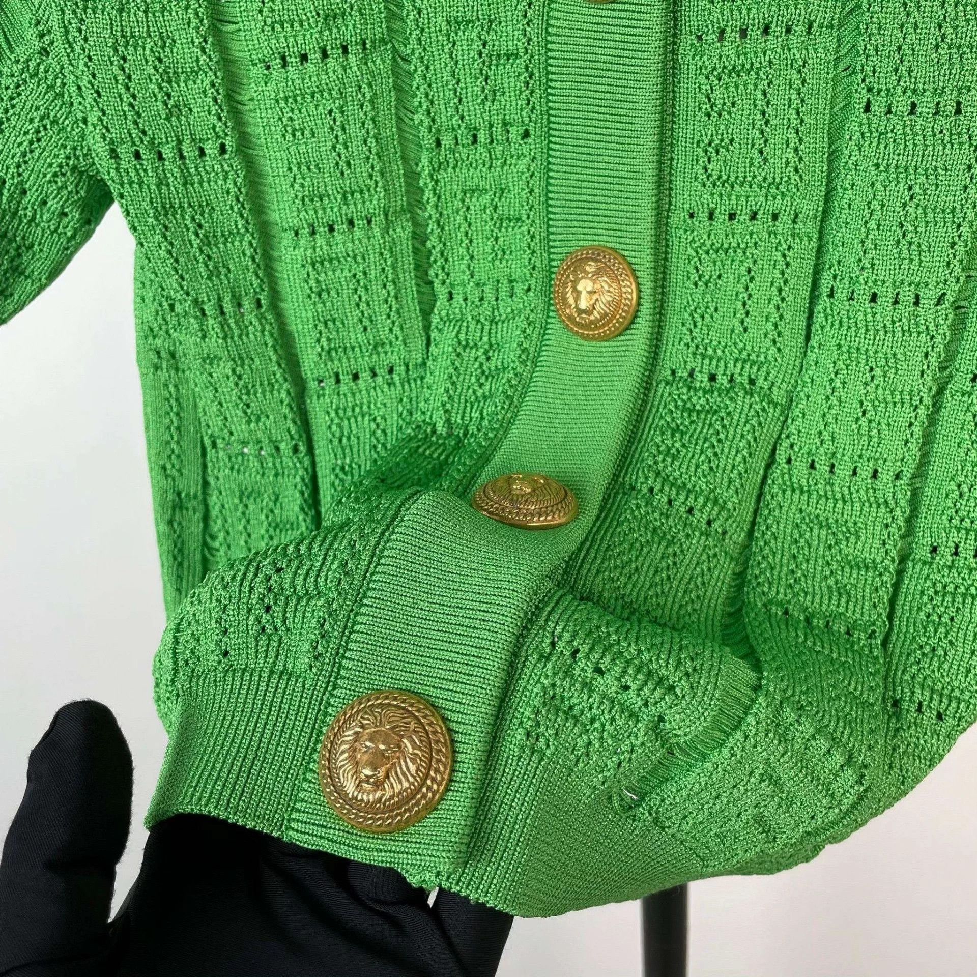 Balmain Balmain Viscose Short-Sleeve Cardigan 34 Green Size XS / US 0-2 / IT 36-38 - 8 Thumbnail