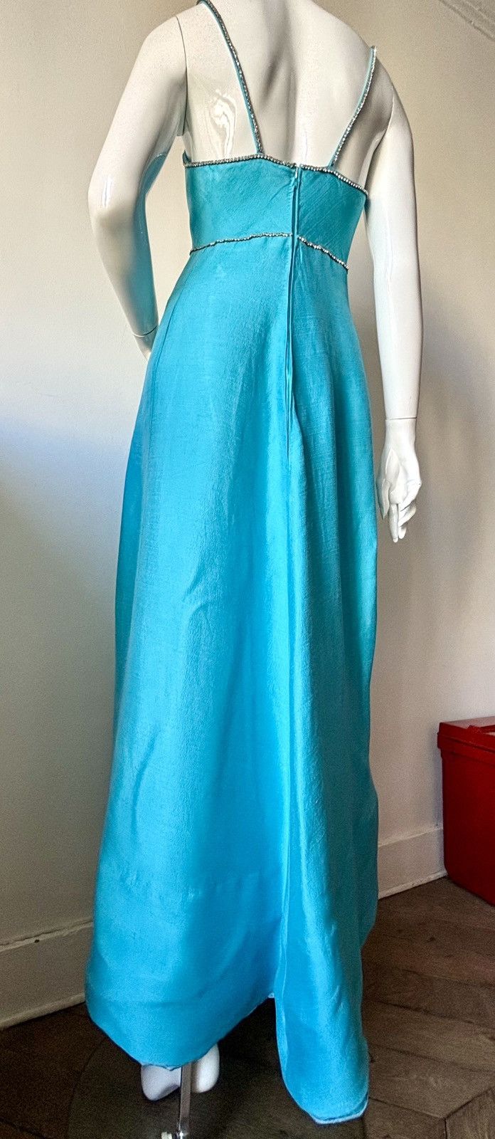 Other Asua blue Vintage Silk dress couture Size S / US 4 / IT 40 - 10 Thumbnail