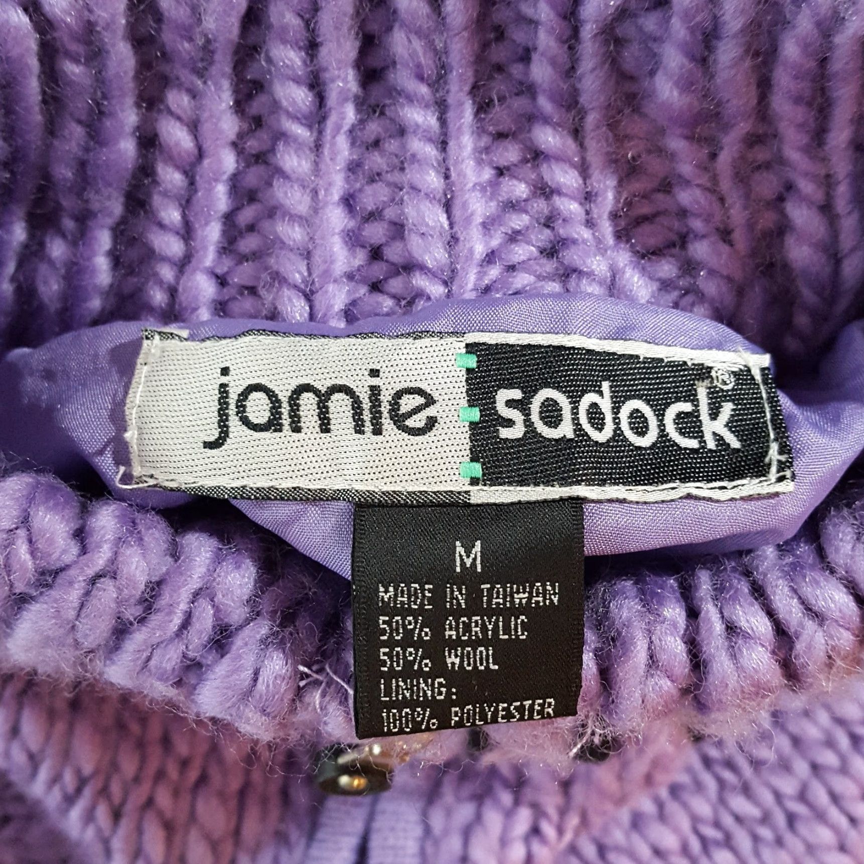 Vintage VINTAGE Jamie Sadock Y2K Purple Cable Knit Cardigan Sweater Women’s Medium Zip Up Soft Warm 90s Retro Size M / US 6-8 / IT 42-44 - 5 Thumbnail