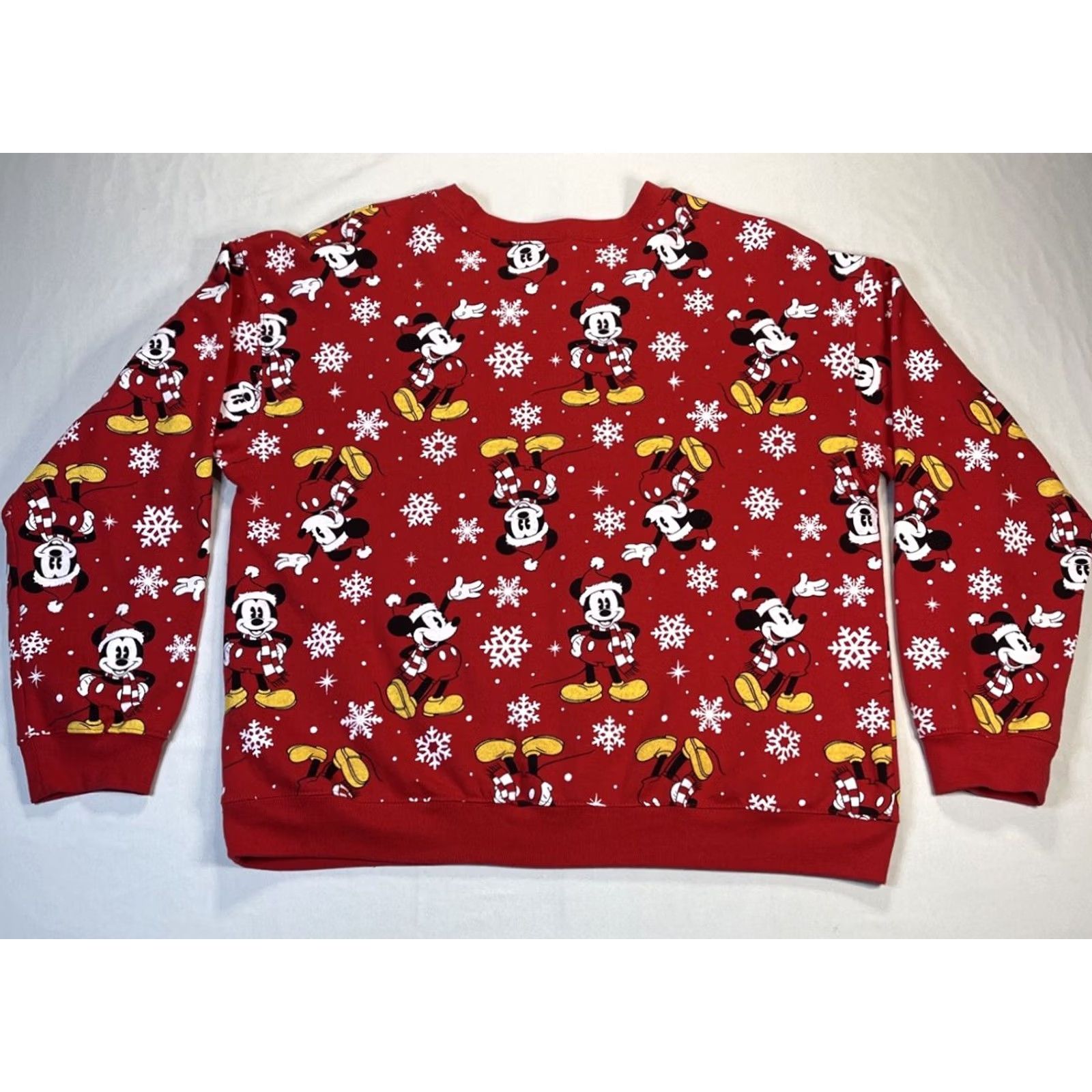Disney Disney Mickey Mouse Sweatshirt 2XL Red Christmas Snowflake AOP Crew Neck Pullover Long Sleeve Graphic Print Women Vintage: No Size XXL / US 16-18 / IT 52-54 - 8 Thumbnail