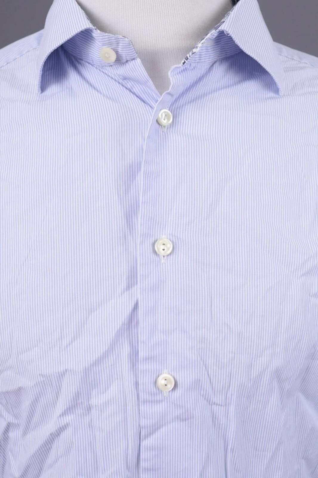 Eton Eton Slim Blue Pinstripe Floral Shirt Size 41 / 16 Size US M / EU 48-50 / 2 - 5 Thumbnail