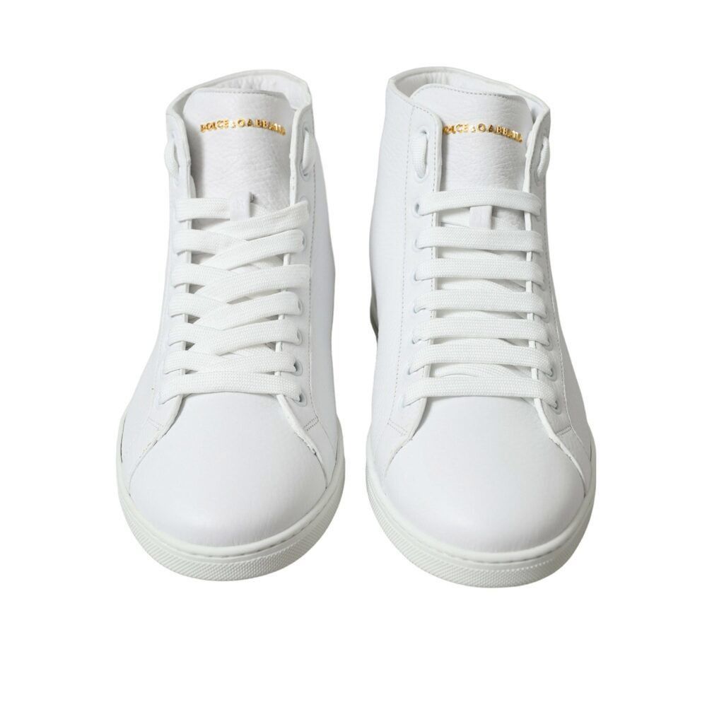 Dolce & Gabbana Dolce & Gabbana Elegant White Leather High Top Sneakers Size US 7 / EU 40 - 2 Thumbnail