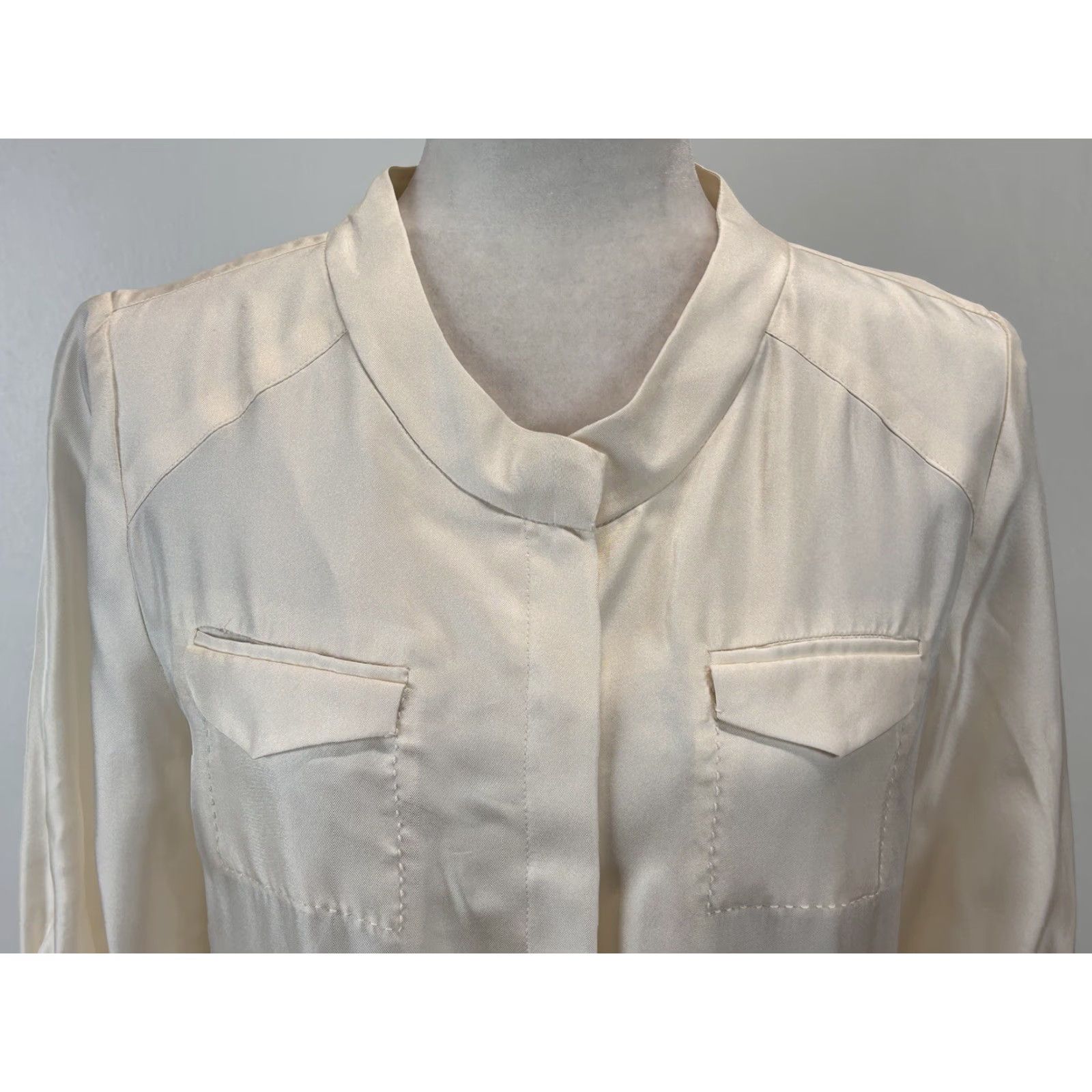Vintage VINTAGE Eva Khurshid Silk Shift Dress Women’s Size 10 Ivory Short Sleeve Pockets Party Summer Size L / US 10 / IT 46 - 6 Thumbnail